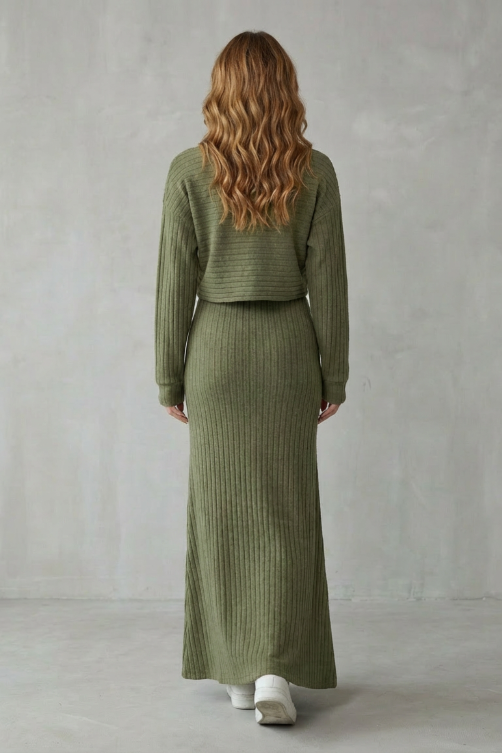 Clara – 2-in-1 Ribbed Knit Set – Maxi Dress & Cropped Pullover