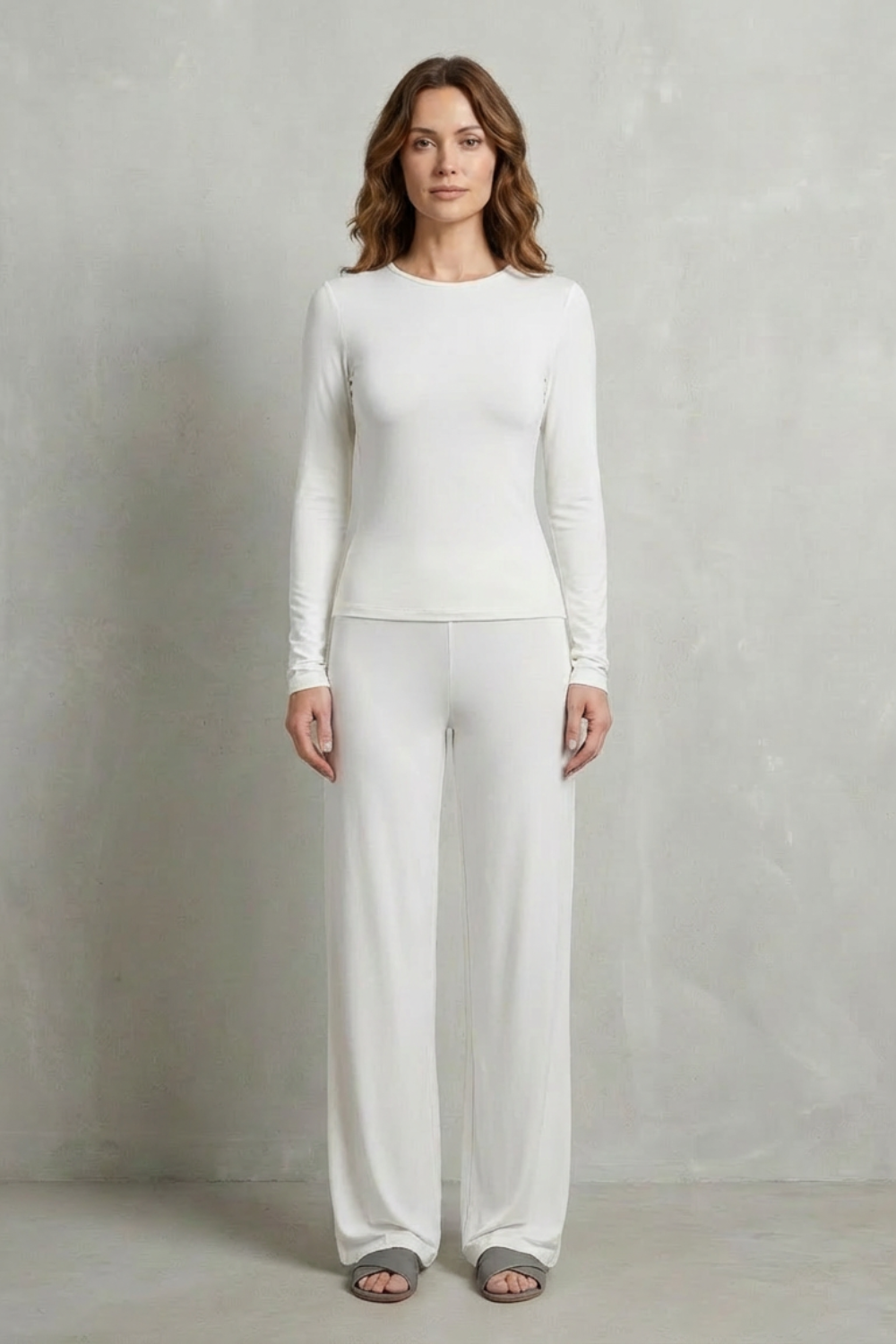 Élan – Sleek Simplicity – Pure Color Wide-Leg Pants Suit