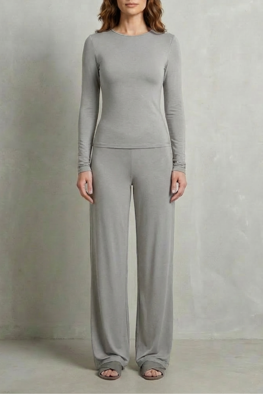 Élan – Sleek Simplicity – Pure Color Wide-Leg Pants Suit