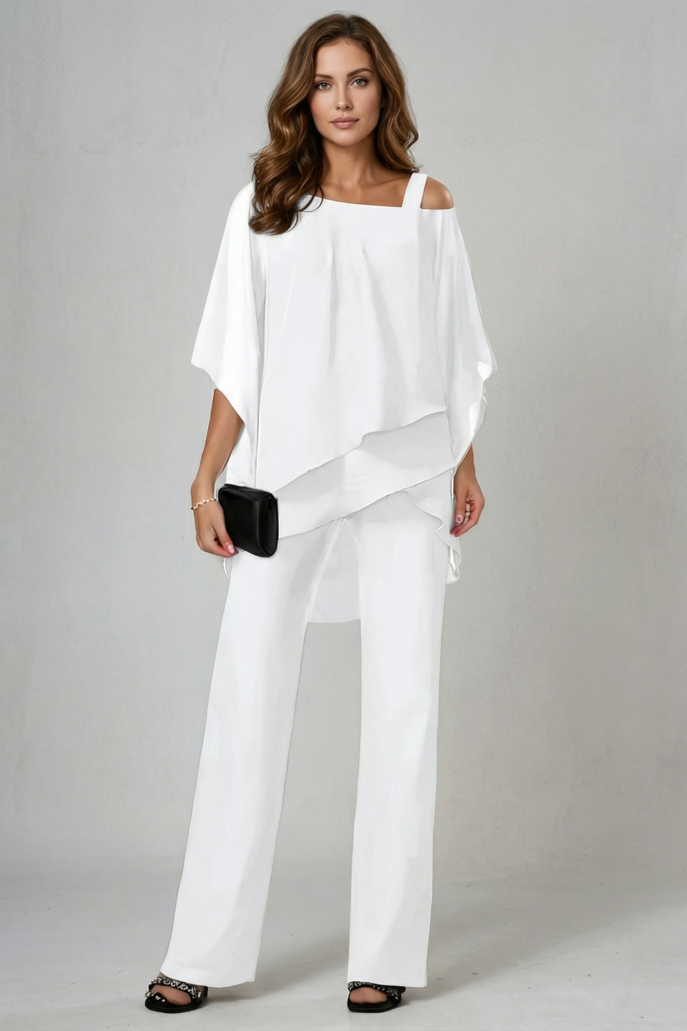 Élaria – Asymmetric chiffon flow – Top and trouser set