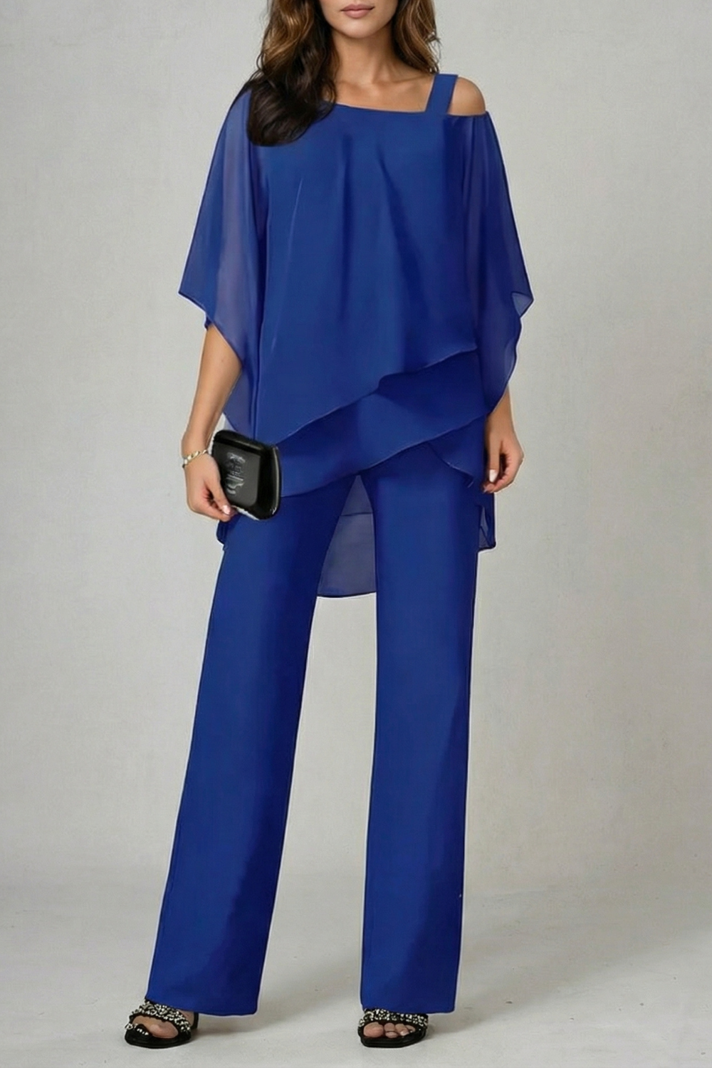 Élaria – Asymmetric chiffon flow – Top and trouser set