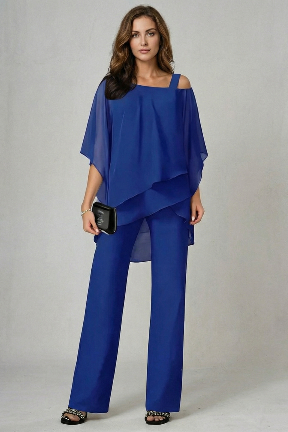 Élaria – Asymmetric chiffon flow – Top and trouser set