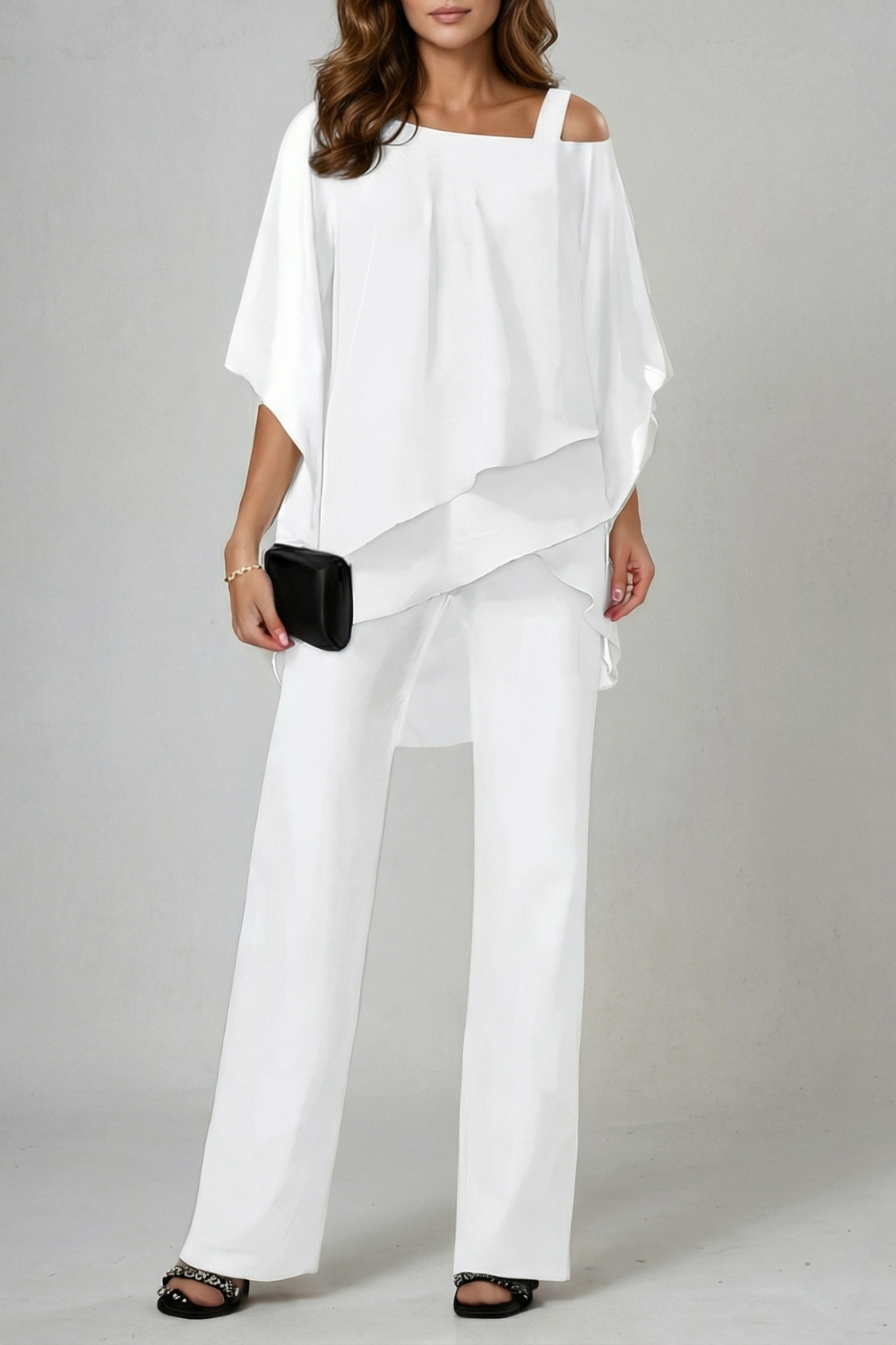 Élaria – Asymmetric chiffon flow – Top and trouser set