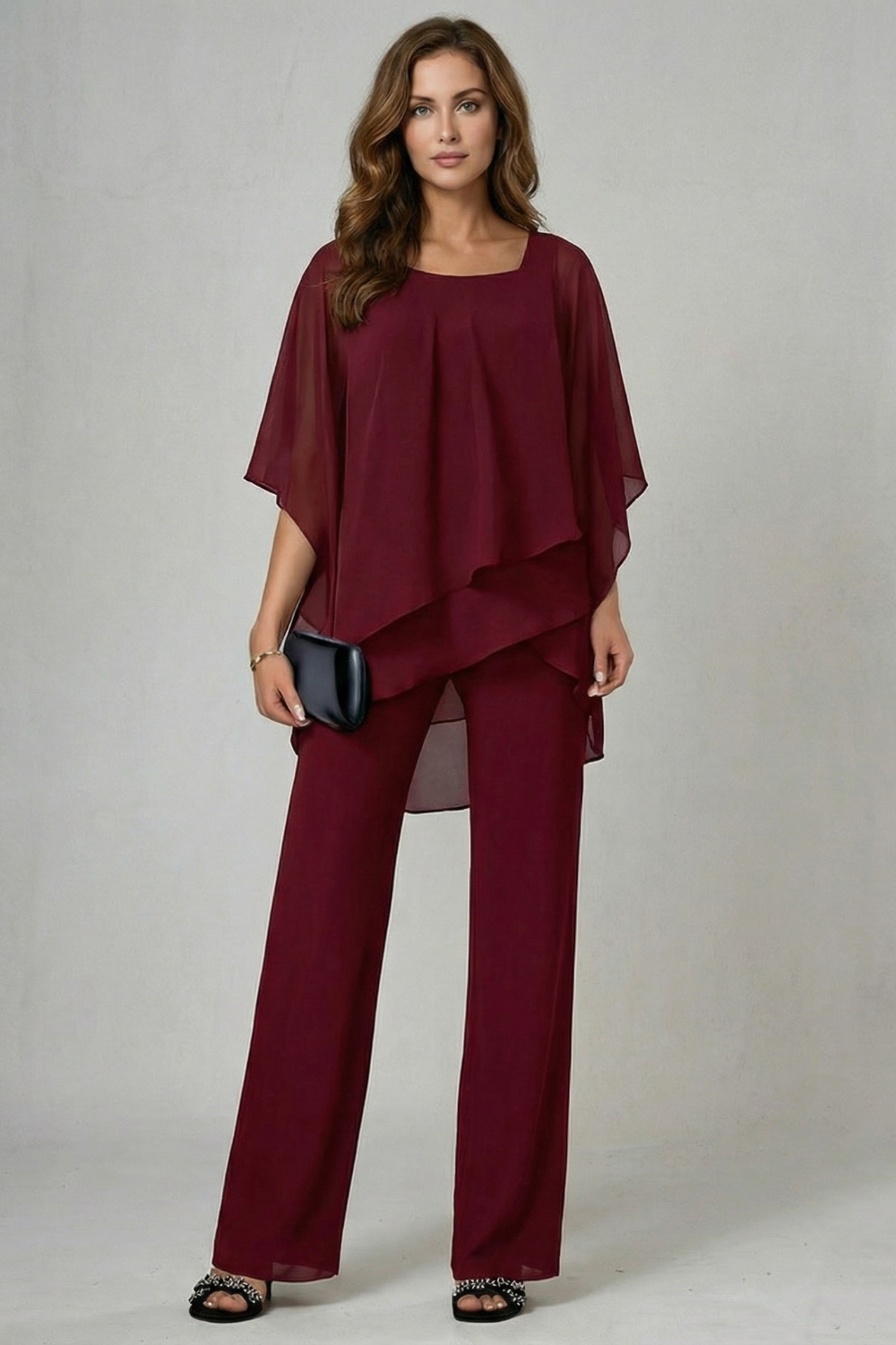 Élaria – Asymmetric chiffon flow – Top and trouser set