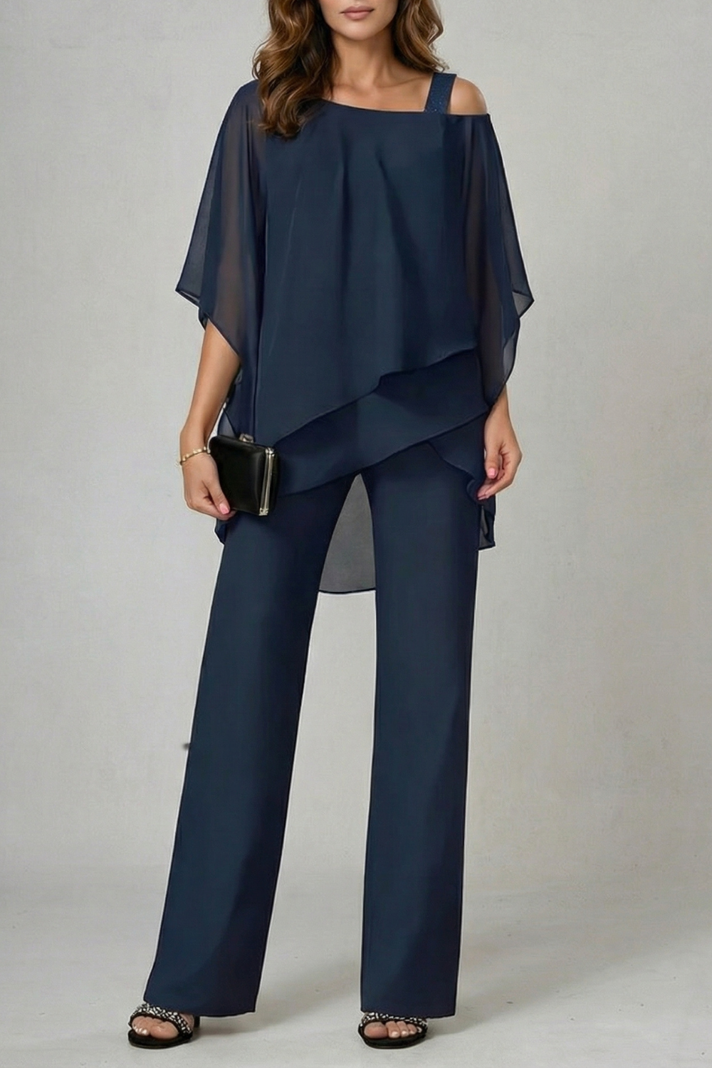 Élaria – Asymmetric chiffon flow – Top and trouser set