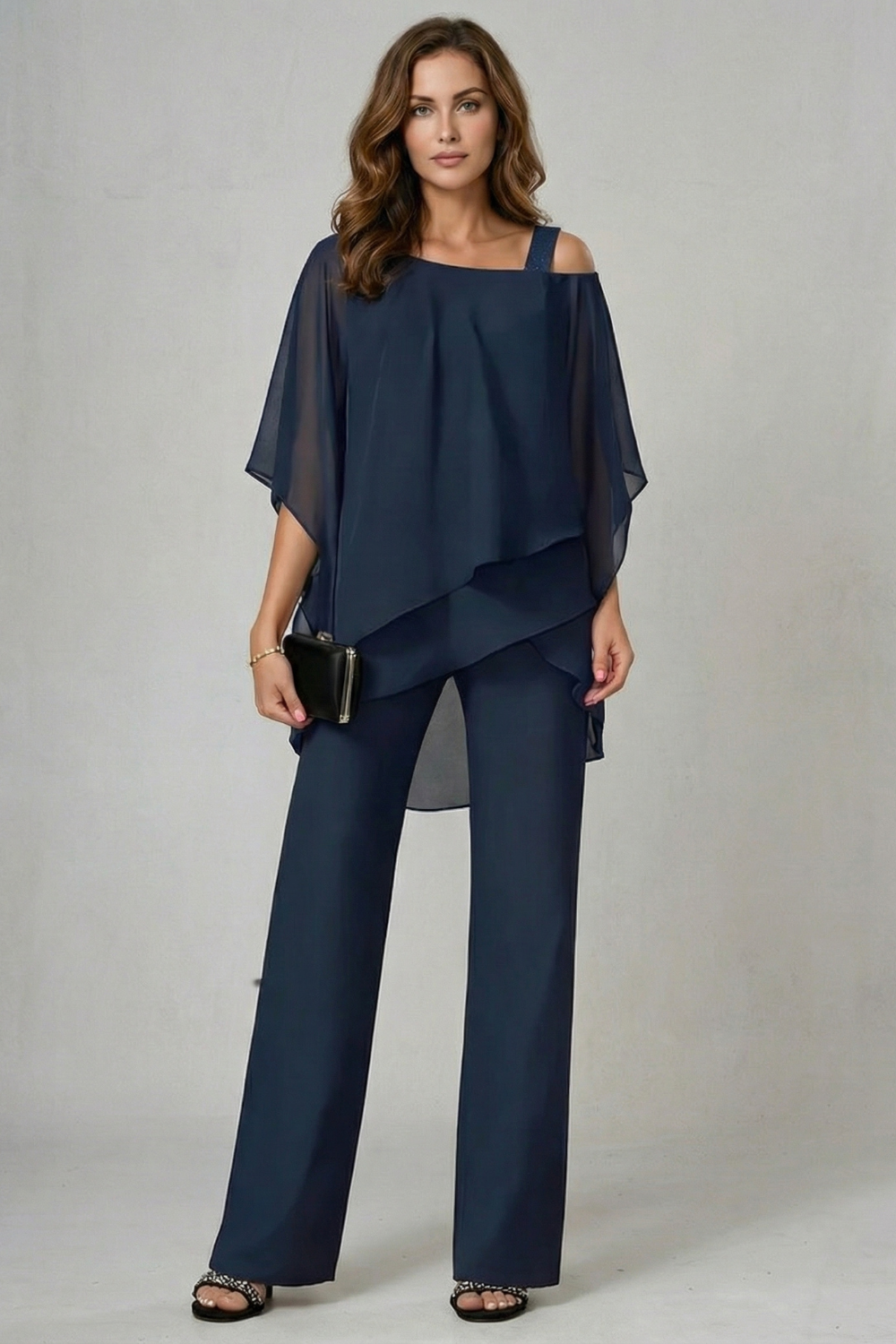 Élaria – Asymmetric chiffon flow – Top and trouser set