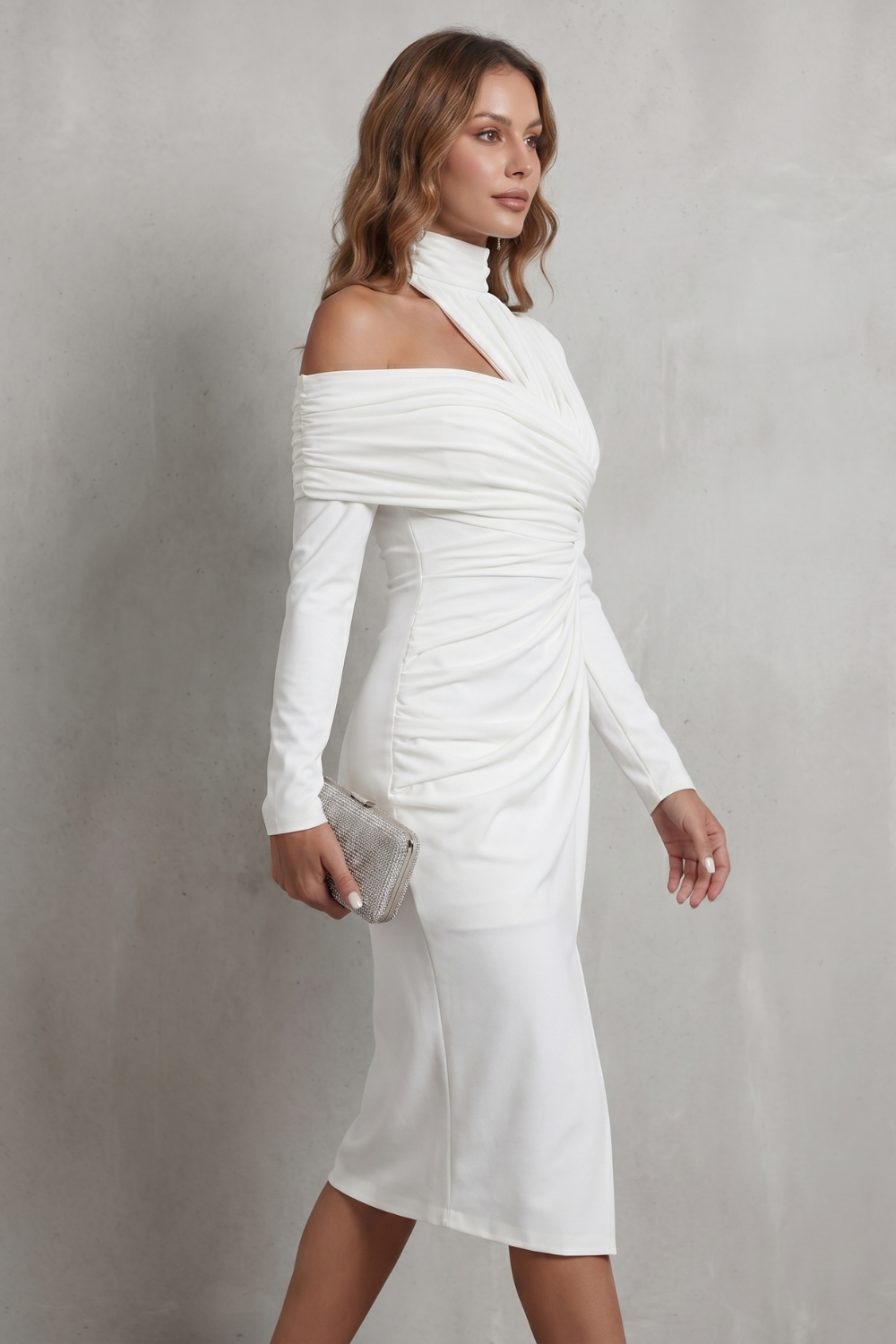 Élarise – Draped couture elegance – Midi dress