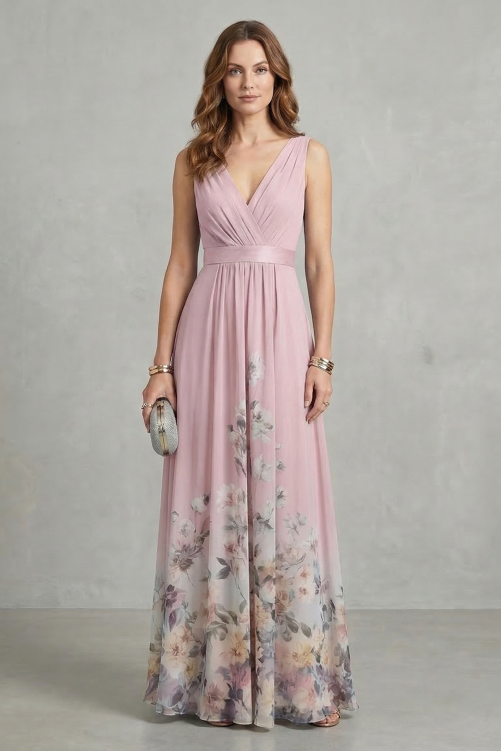 Elarisse – Floral grace – V neck maxi dress