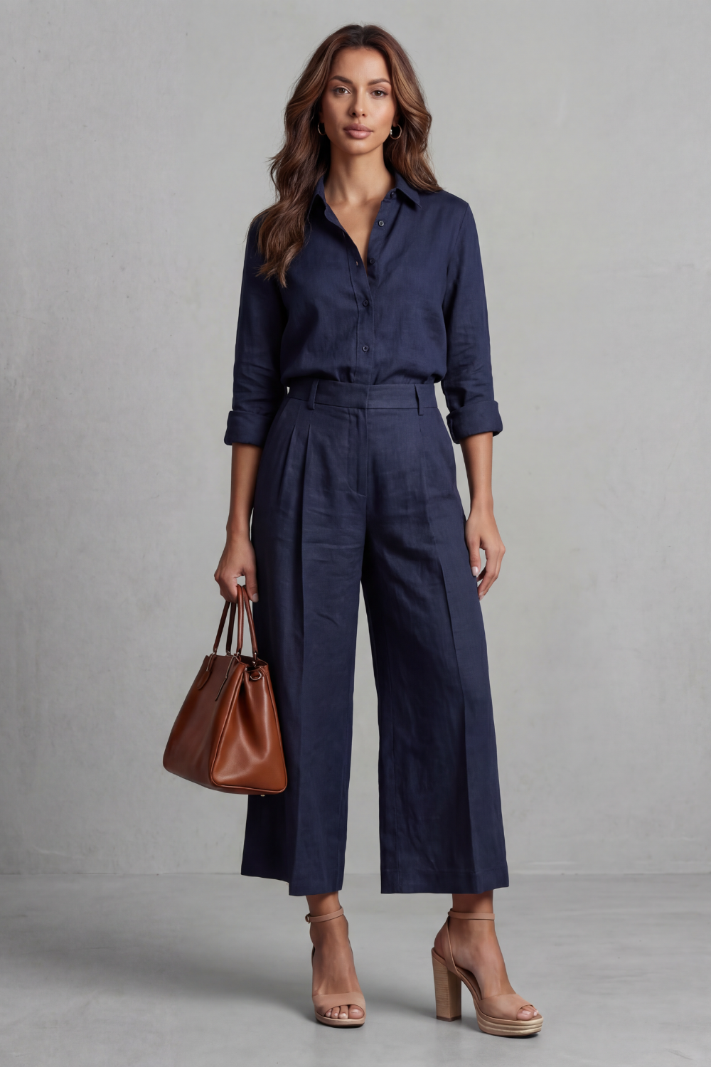 Elavine – Soft linen finish – Wide-leg co-ord set