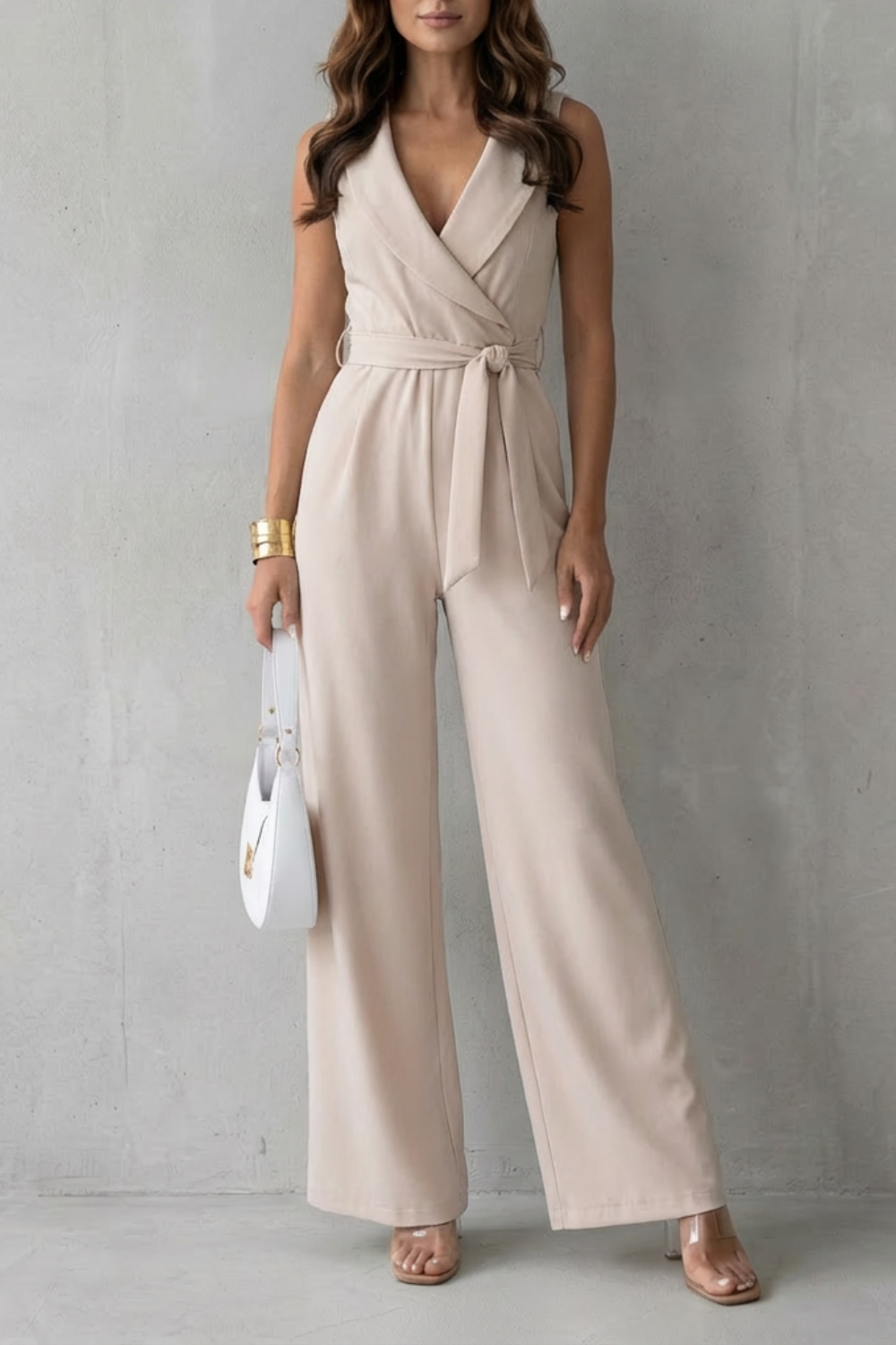 Elisavie – Lapel wrap waist – Tailored jumpsuit