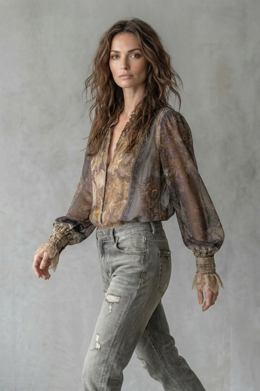 Élorine – Sheer paisley romance – Boho blouse