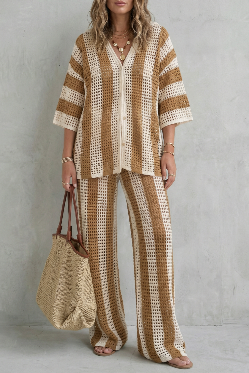 Evarisse – Striped crochet texture – Summer co-ord set