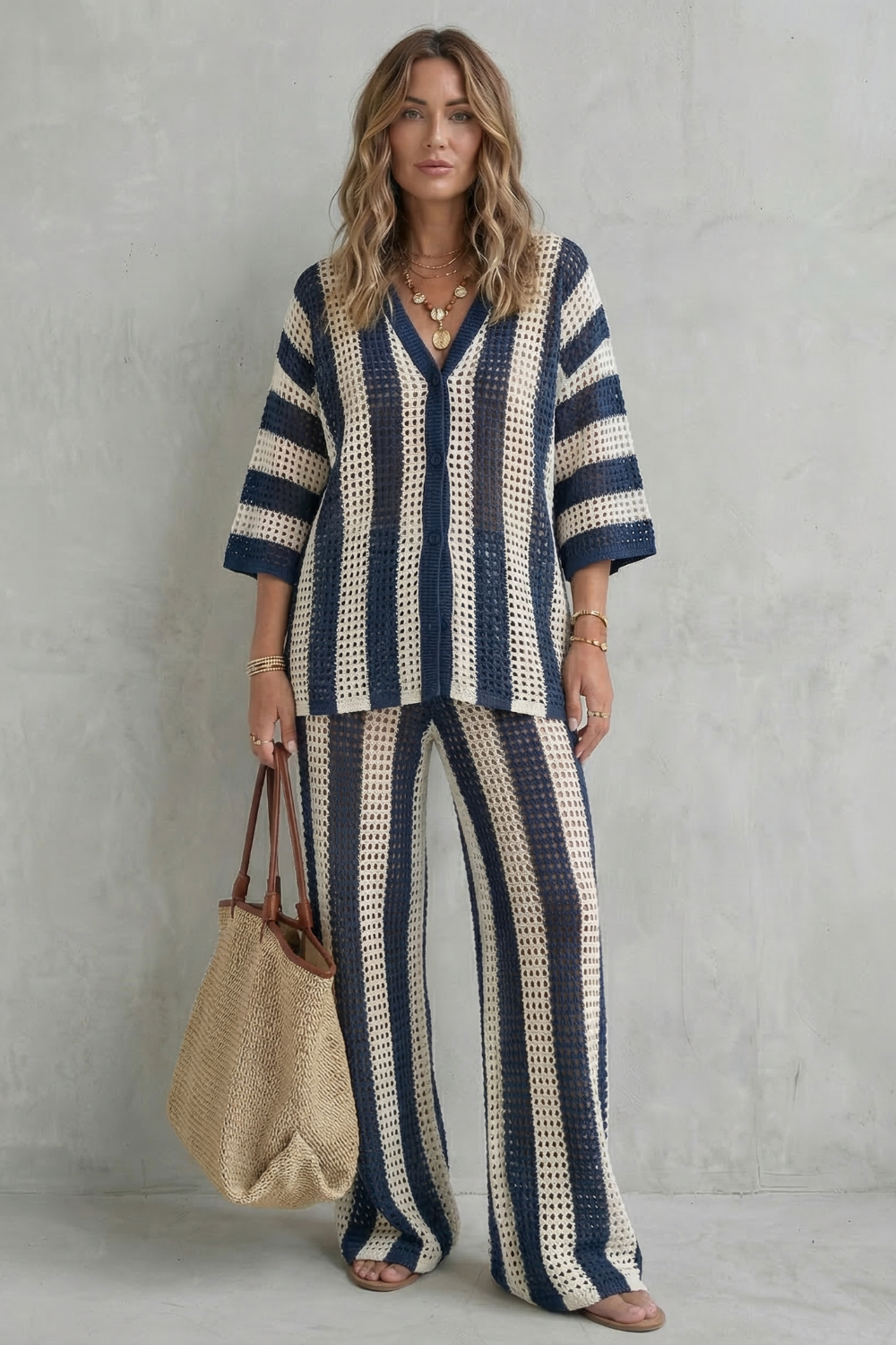 Evarisse – Striped crochet texture – Summer co-ord set