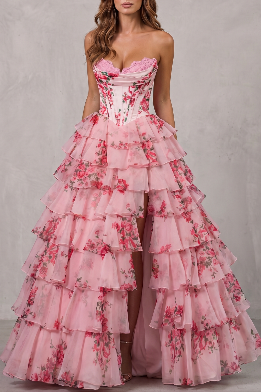 Fleurienne – Layered floral couture – Maxi dress