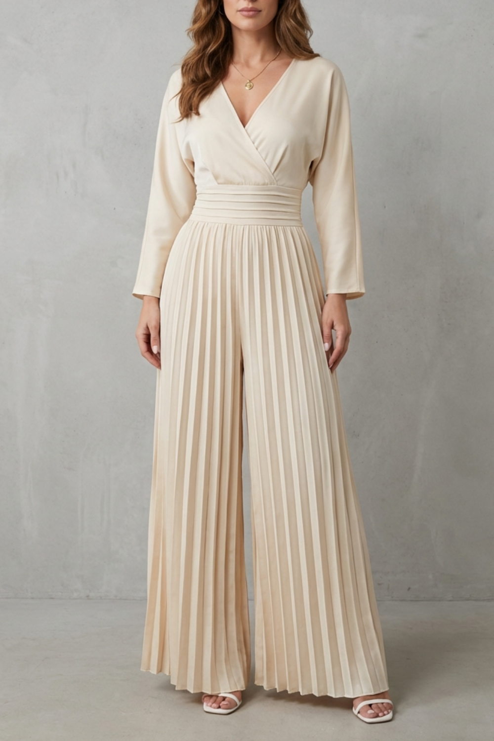 Isla – Pleated Wide-Leg Jumpsuit – Effortless Elegance