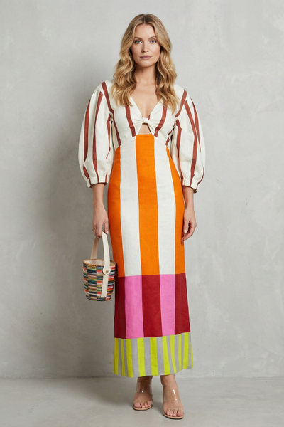 block colour maxi dress Kavela Color Block Sheath Maxi Dress