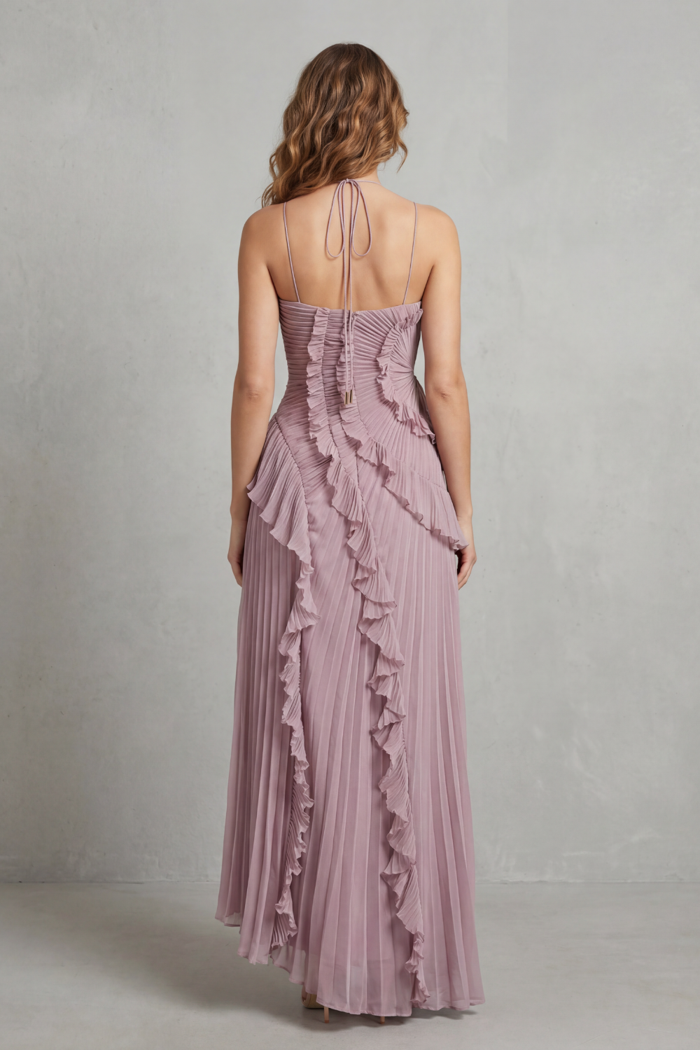 Lavirea – Sculpted pleats – One-shoulder midi dress