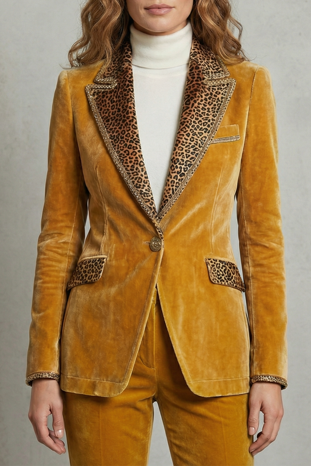Léovelle – Leopard contrast elegant cut – Velvet blazer
