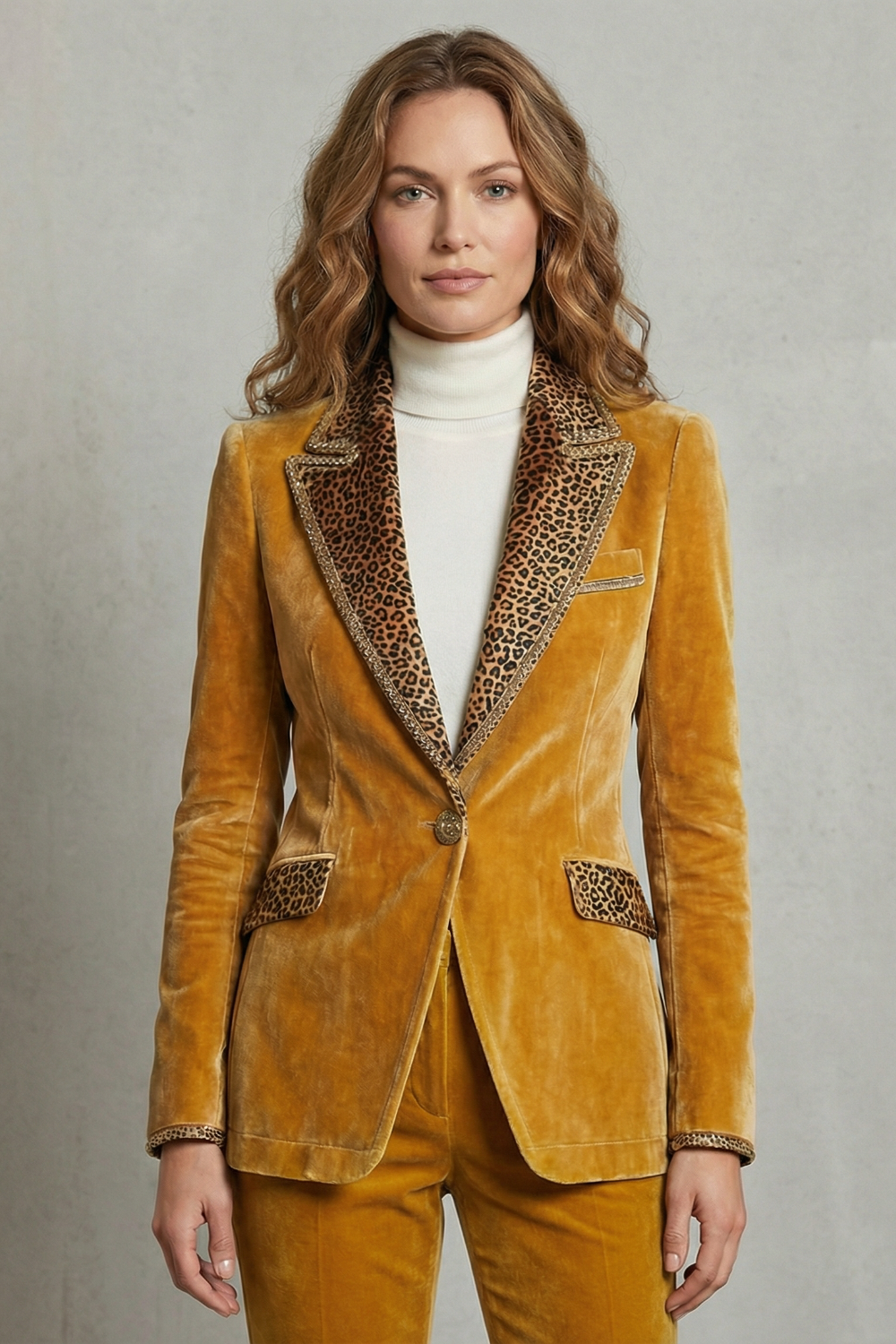 Léovelle – Leopard contrast elegant cut – Velvet blazer