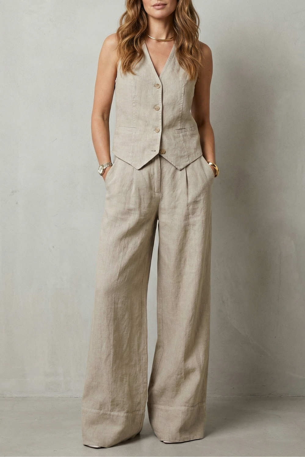 Linéaura – Relaxed tailored elegance – Vest and trouser set