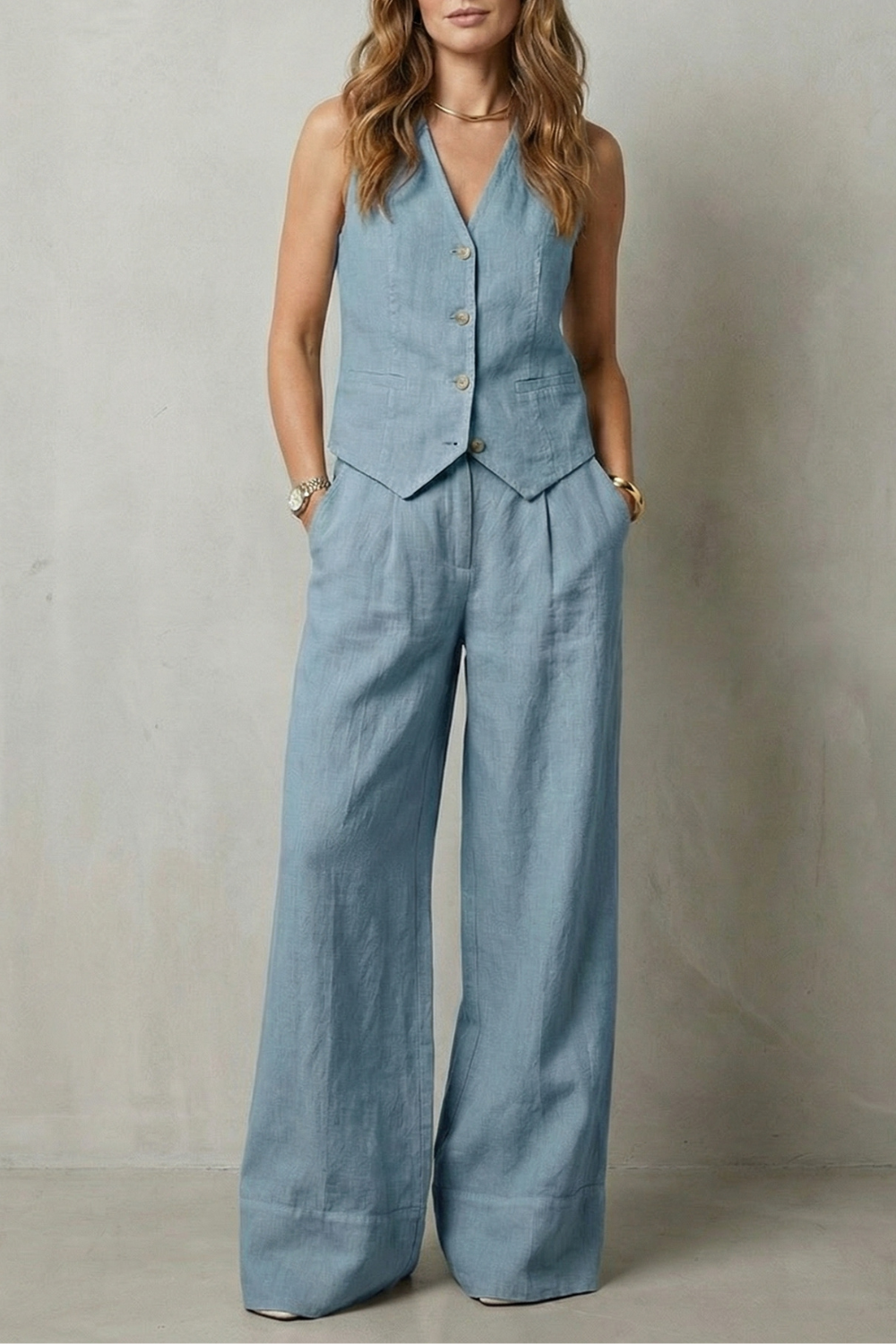 Linéaura – Relaxed tailored elegance – Vest and trouser set