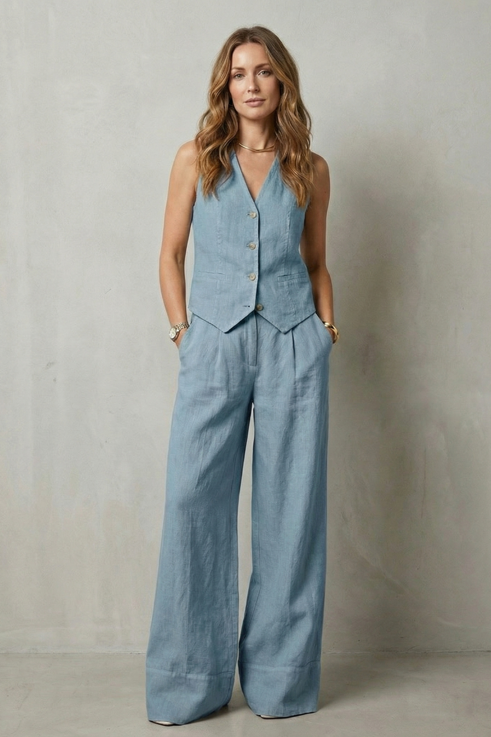 Linéaura – Relaxed tailored elegance – Vest and trouser set