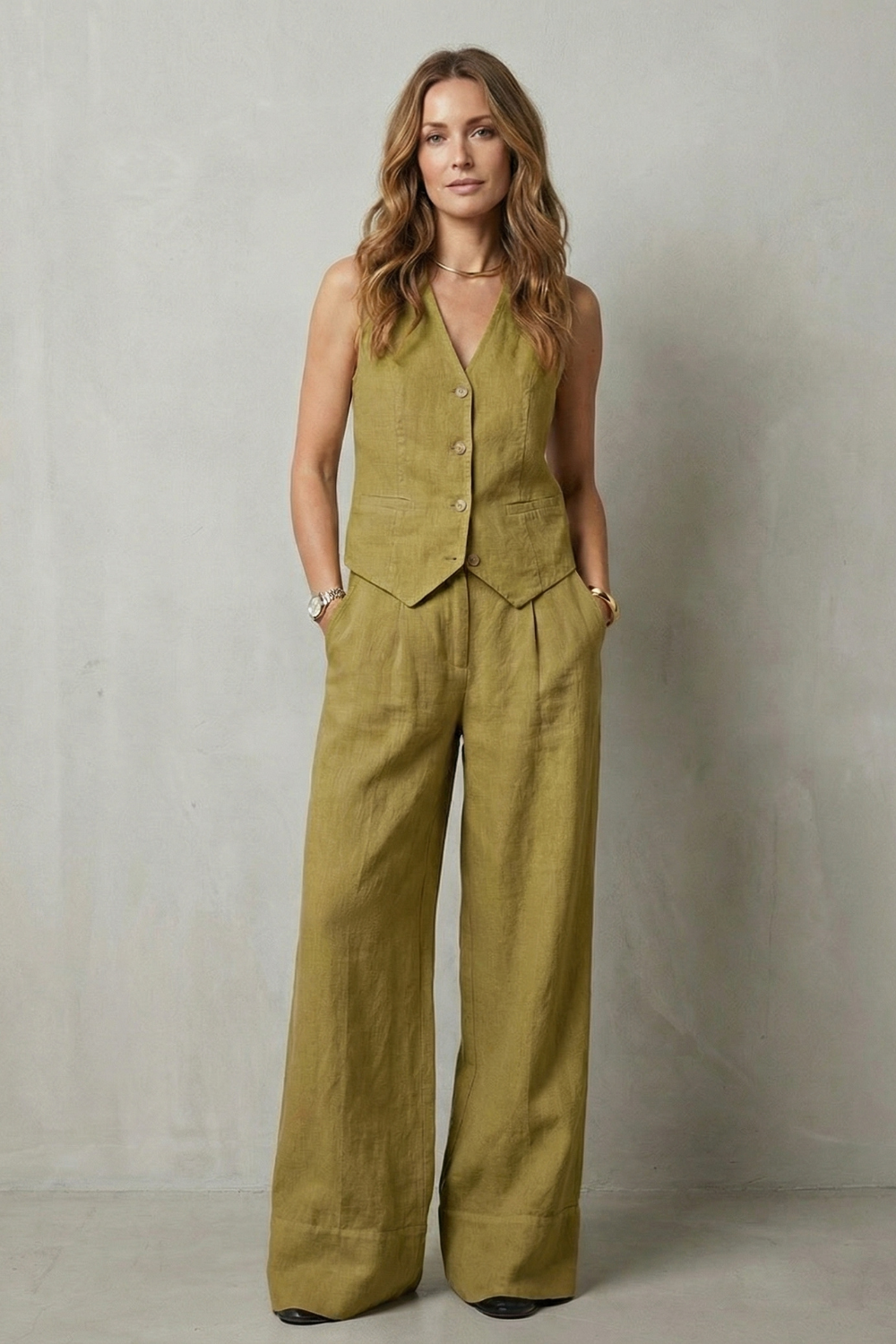 Linéaura – Relaxed tailored elegance – Vest and trouser set