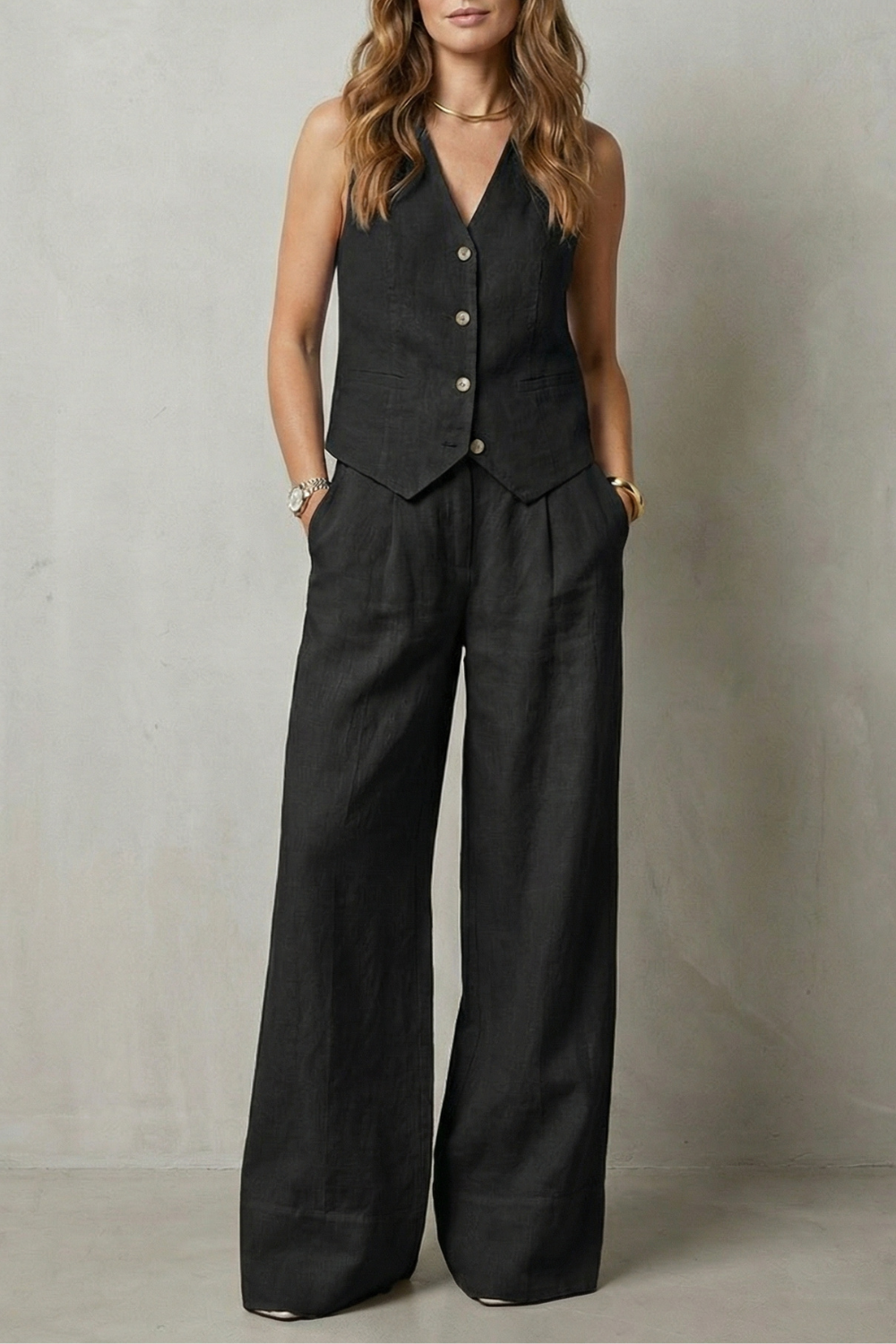 Linéaura – Relaxed tailored elegance – Vest and trouser set