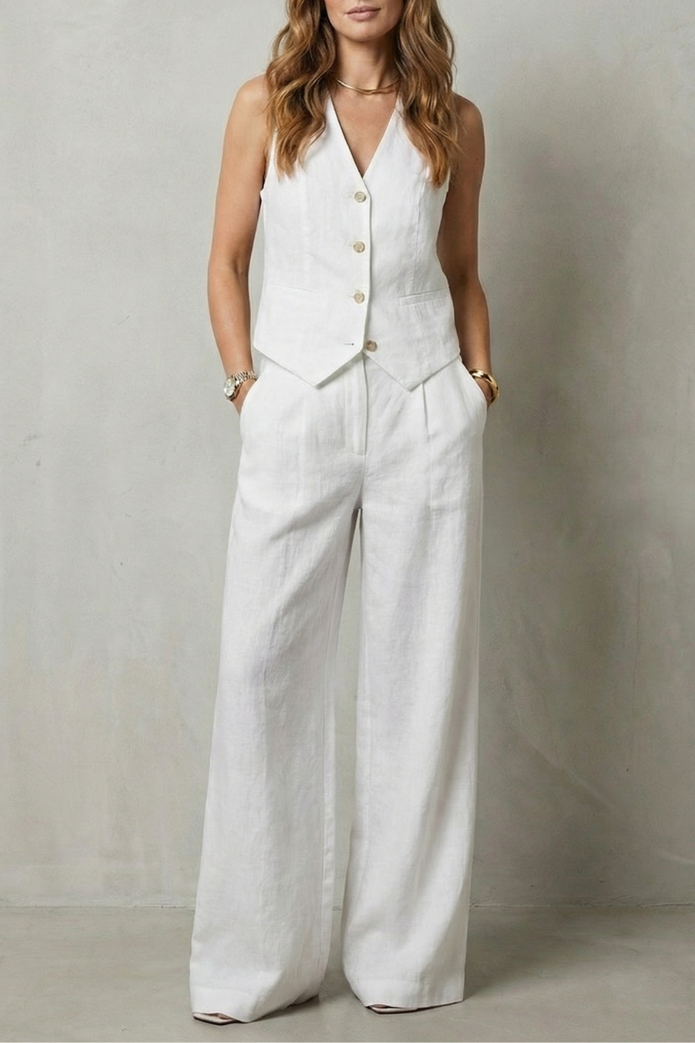 Linéaura – Relaxed tailored elegance – Vest and trouser set