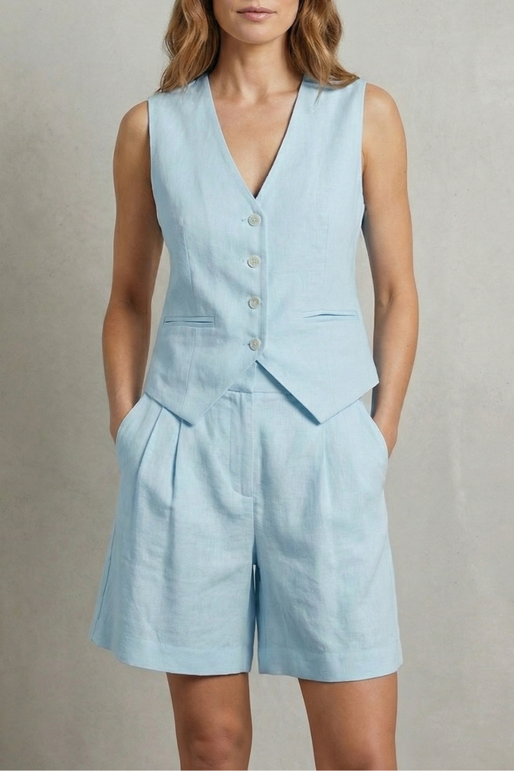 Linévora – Tailored summer ease – Vest and short set
