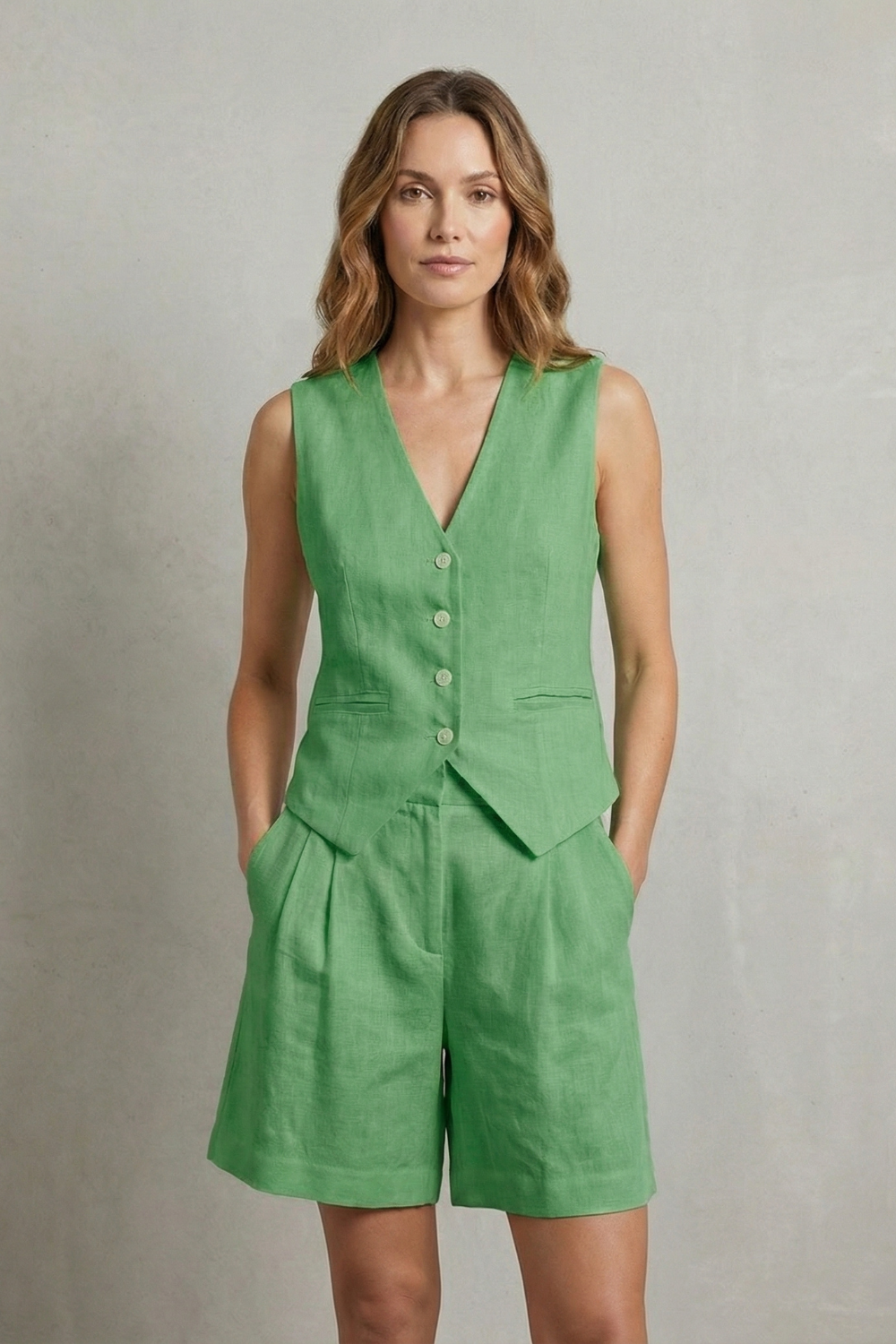 Linévora – Tailored summer ease – Vest and short set