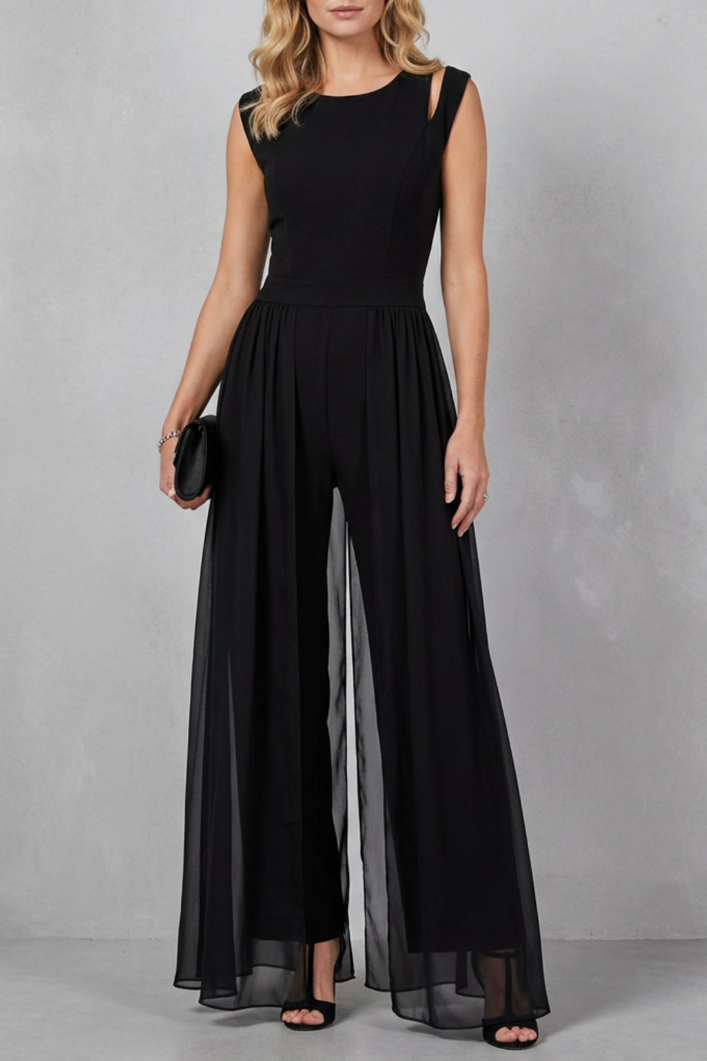 Maelira – Sheer panel cutout – Evening jumpsuit