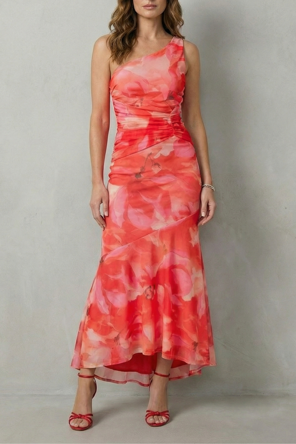 Marissa – Floral elegance – Women’s One-Shoulder Maxi Dress