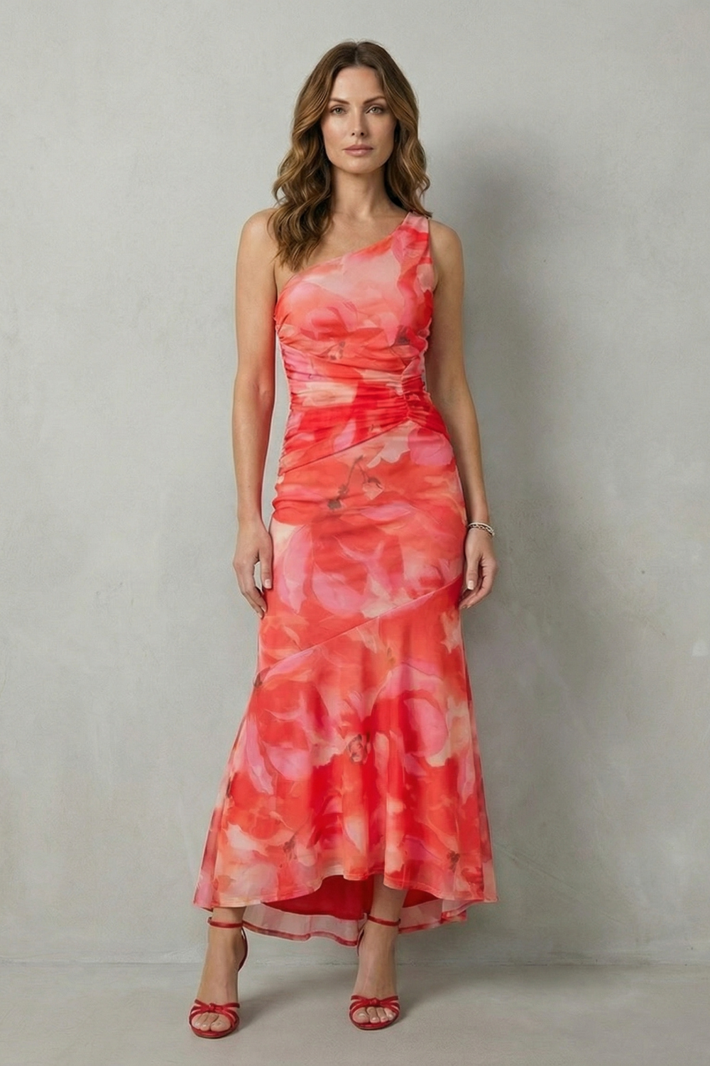 Marissa – Floral elegance – Women’s One-Shoulder Maxi Dress