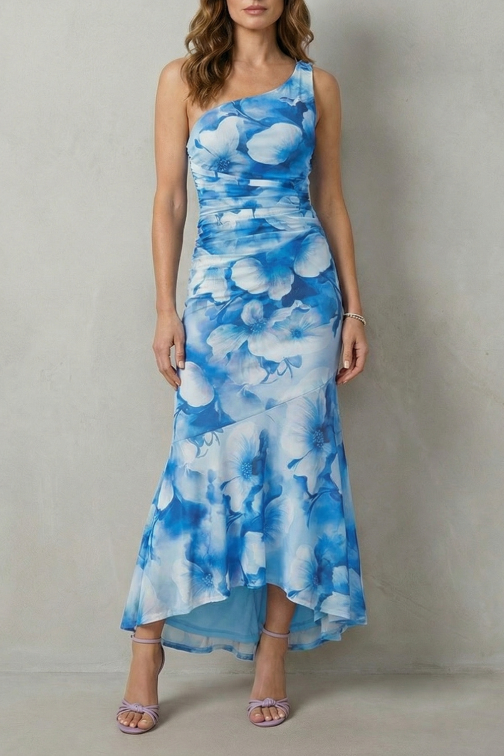 Marissa – Floral elegance – Women’s One-Shoulder Maxi Dress
