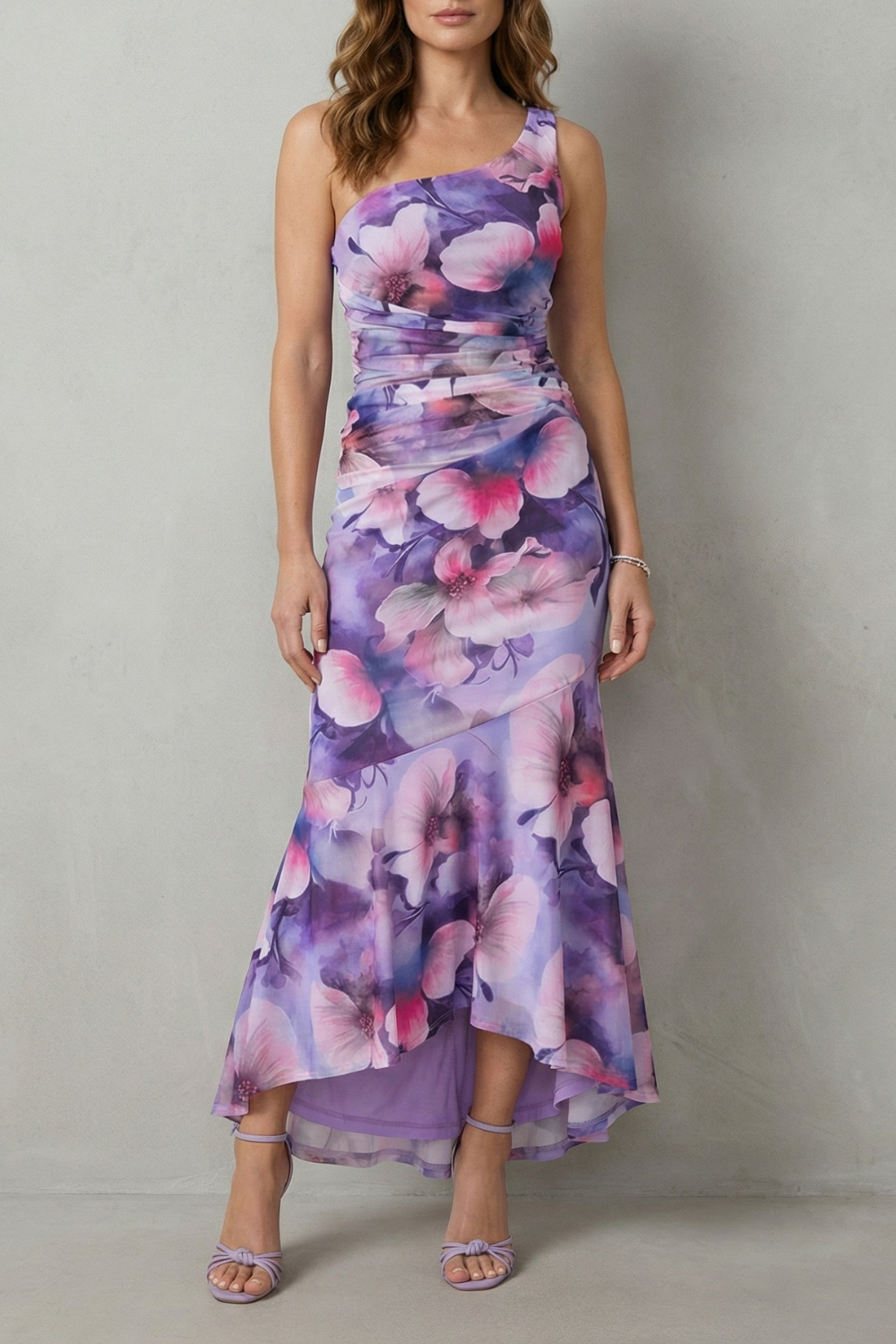 Marissa – Floral elegance – Women’s One-Shoulder Maxi Dress