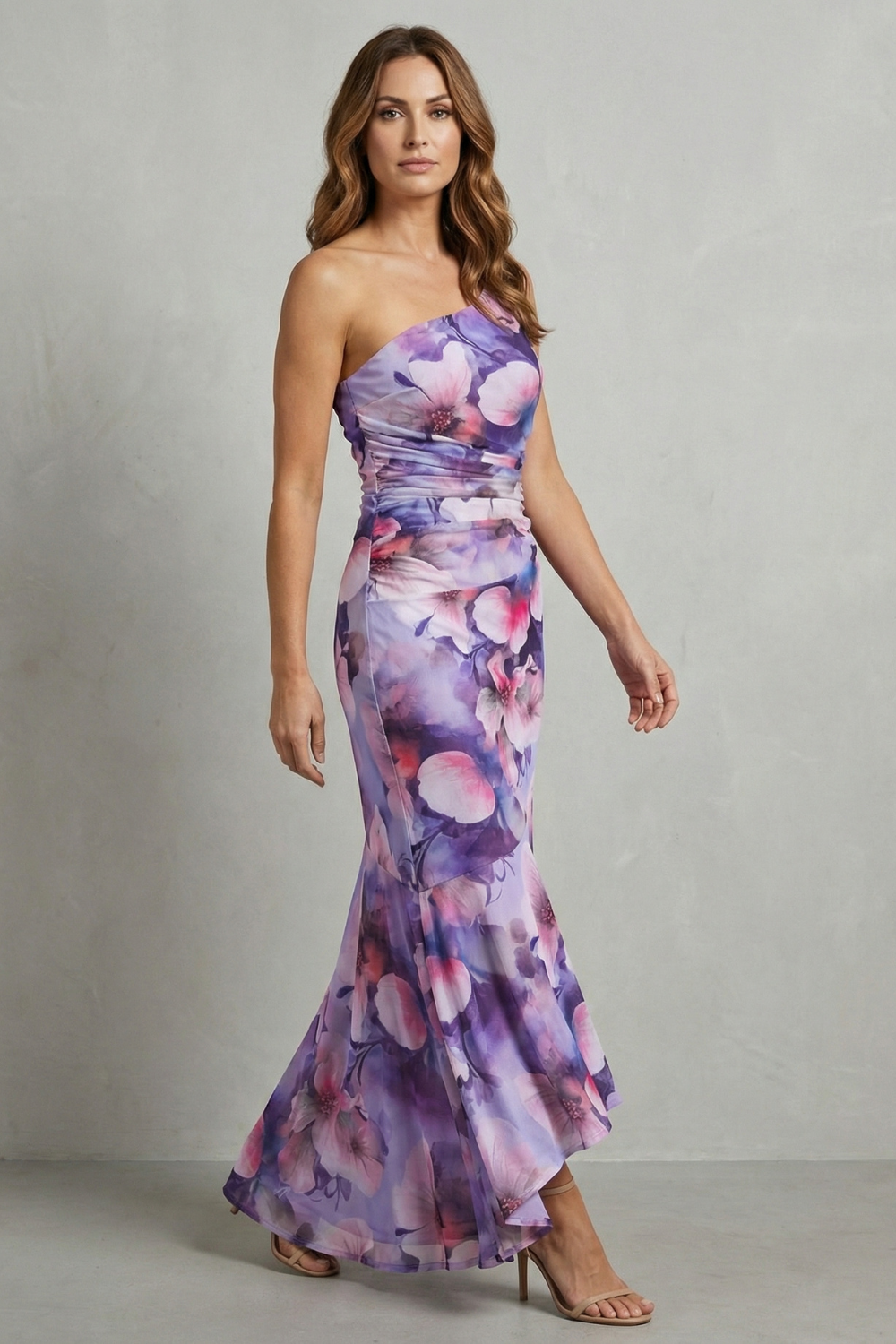 Marissa – Floral elegance – Women’s One-Shoulder Maxi Dress