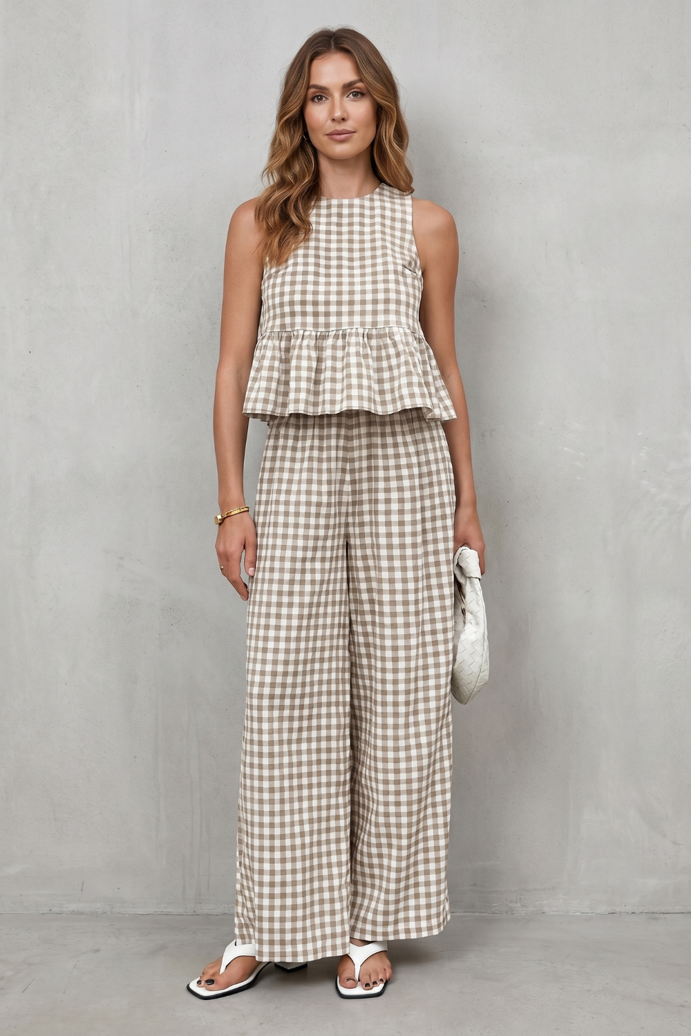 Marivelle – Charming gingham pattern – Two-piece trouser set