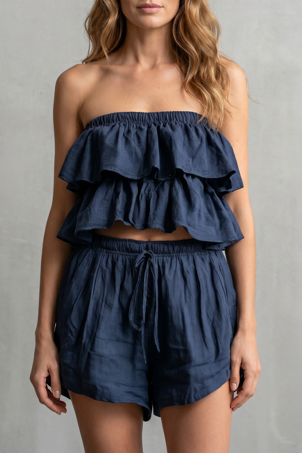Marivelle – Ruffled seaside charm – Shorts set