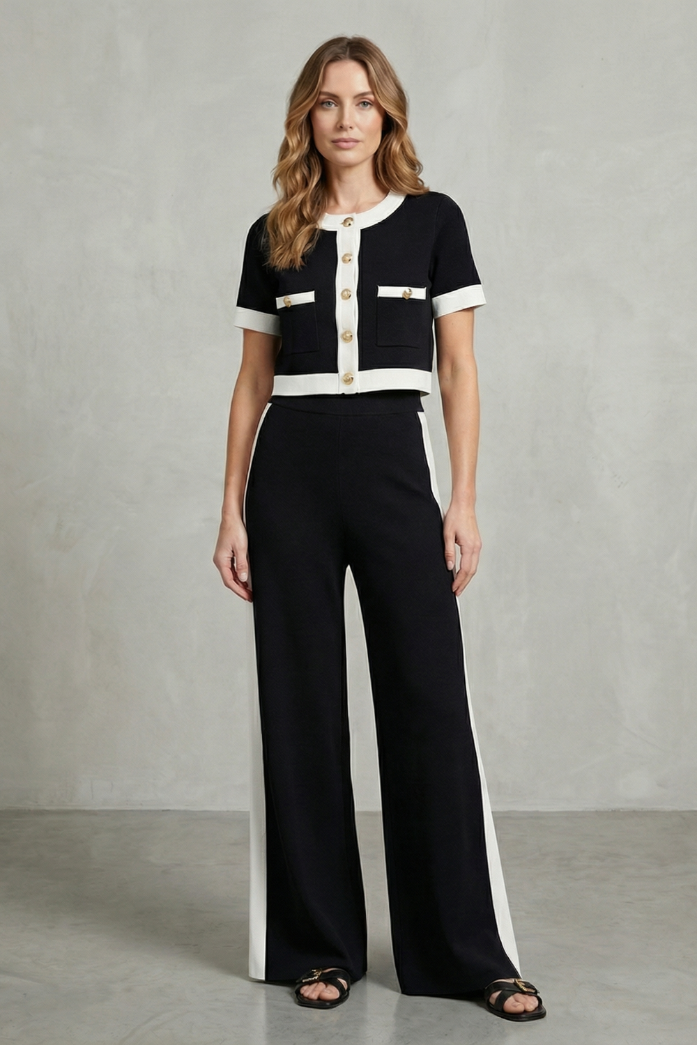 Montrielle – Contrast trim elegance – Two piece set