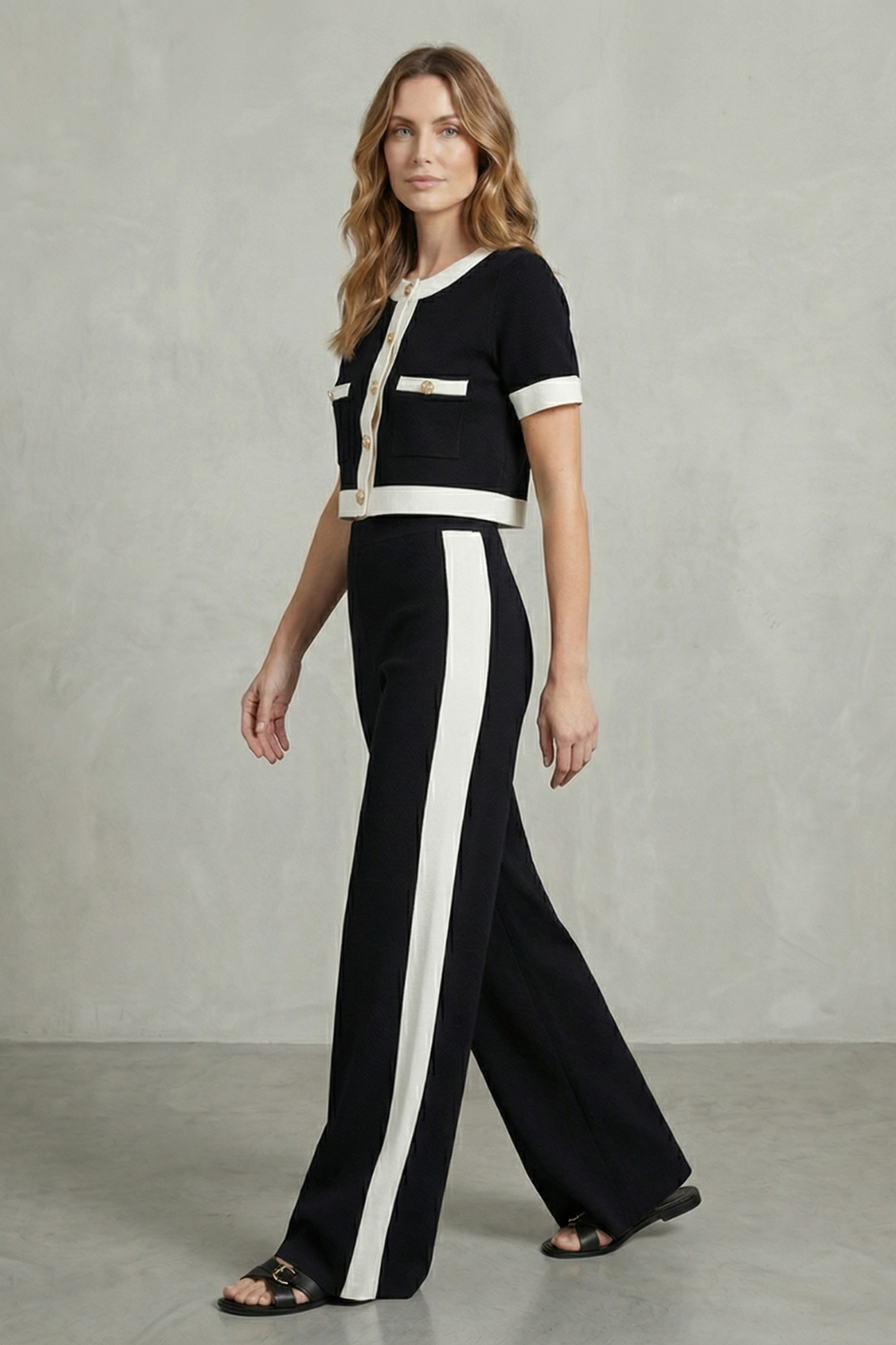 Montrielle – Contrast trim elegance – Two piece set