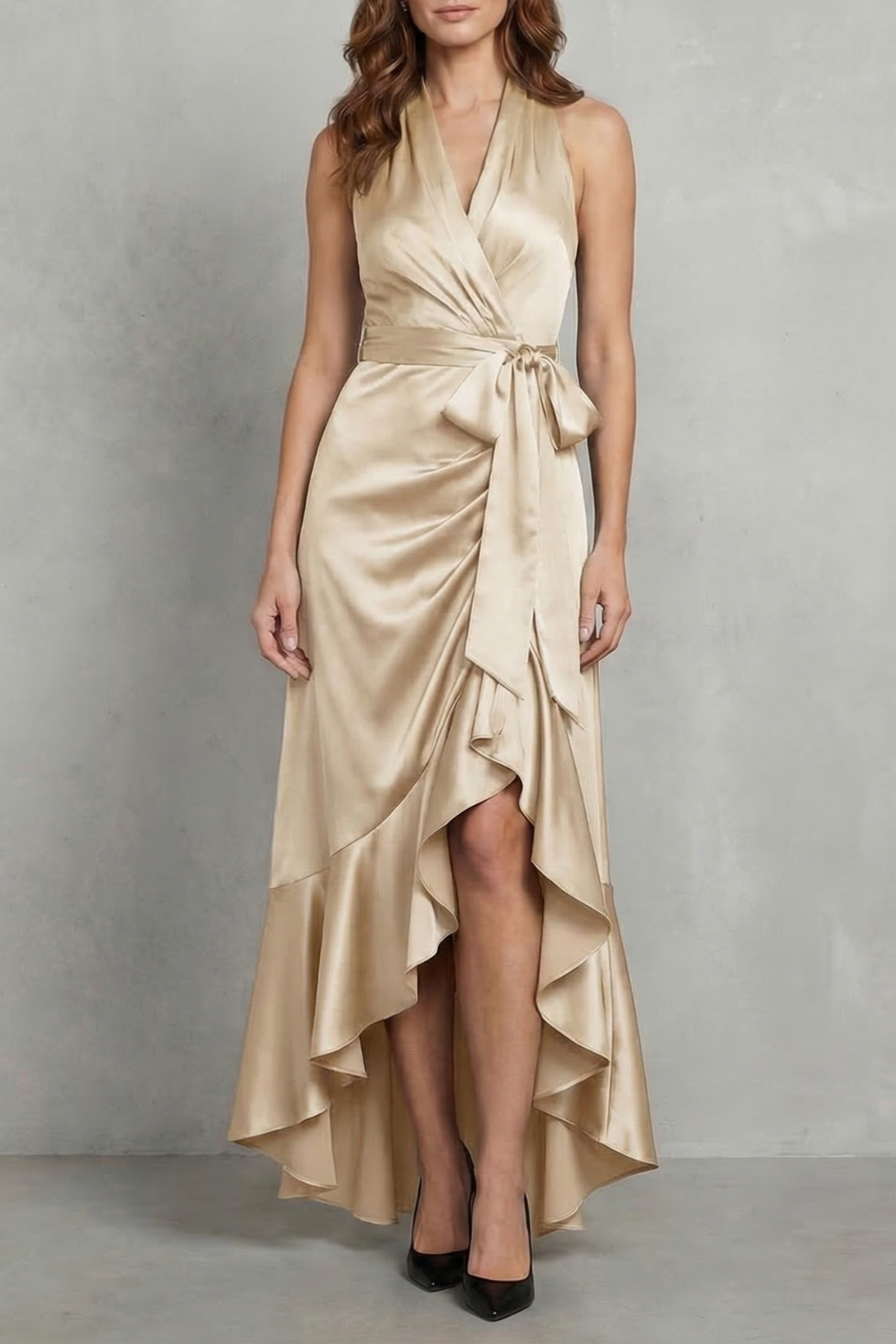 Noctavelle – Satin draped silhouette – Evening maxi dress