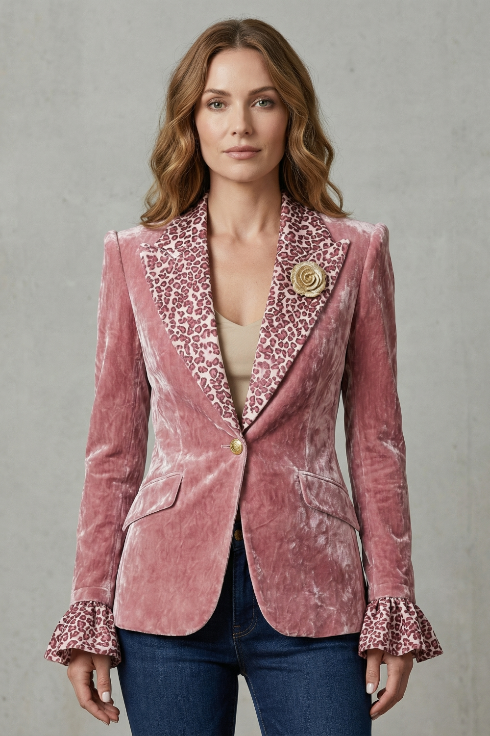 Rosavienne – Printed lapel statement – Velvet blazer