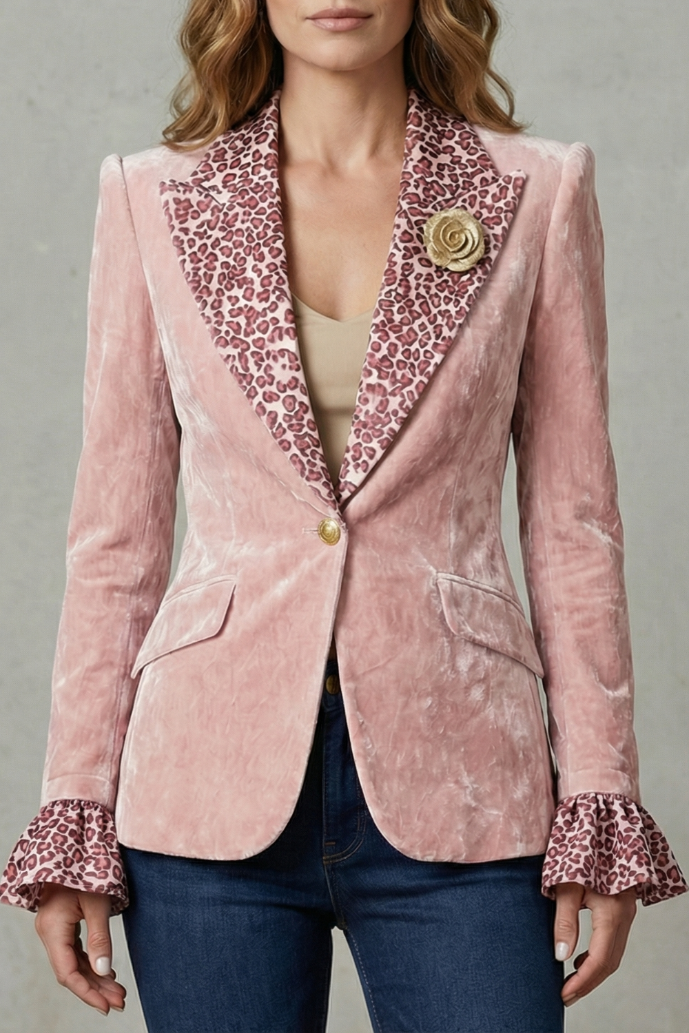 Rosavienne – Printed lapel statement – Velvet blazer