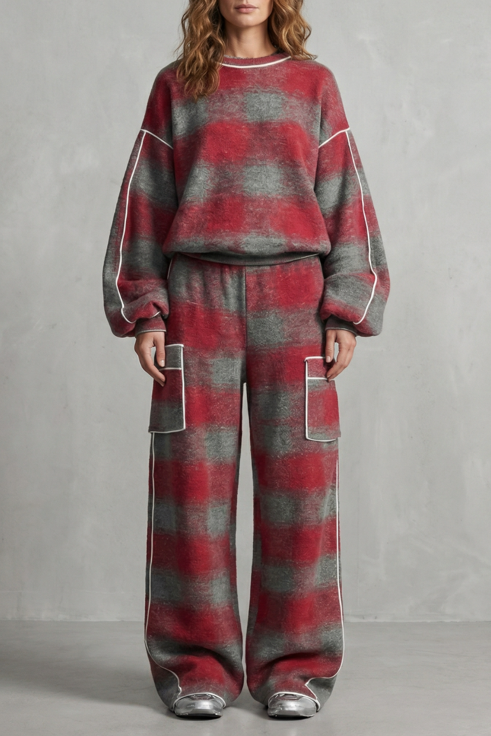 Rovienne – Distressed plaid street style – Two piece set