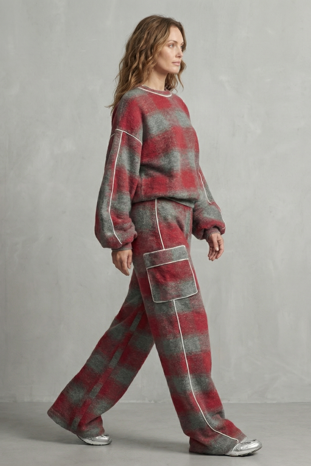 Rovienne – Distressed plaid street style – Two piece set