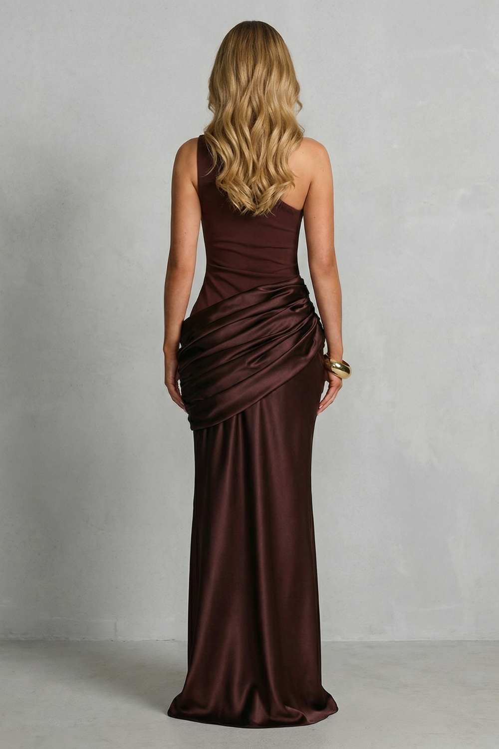 Seraphielle – Satin draped elegance – One shoulder maxi dress