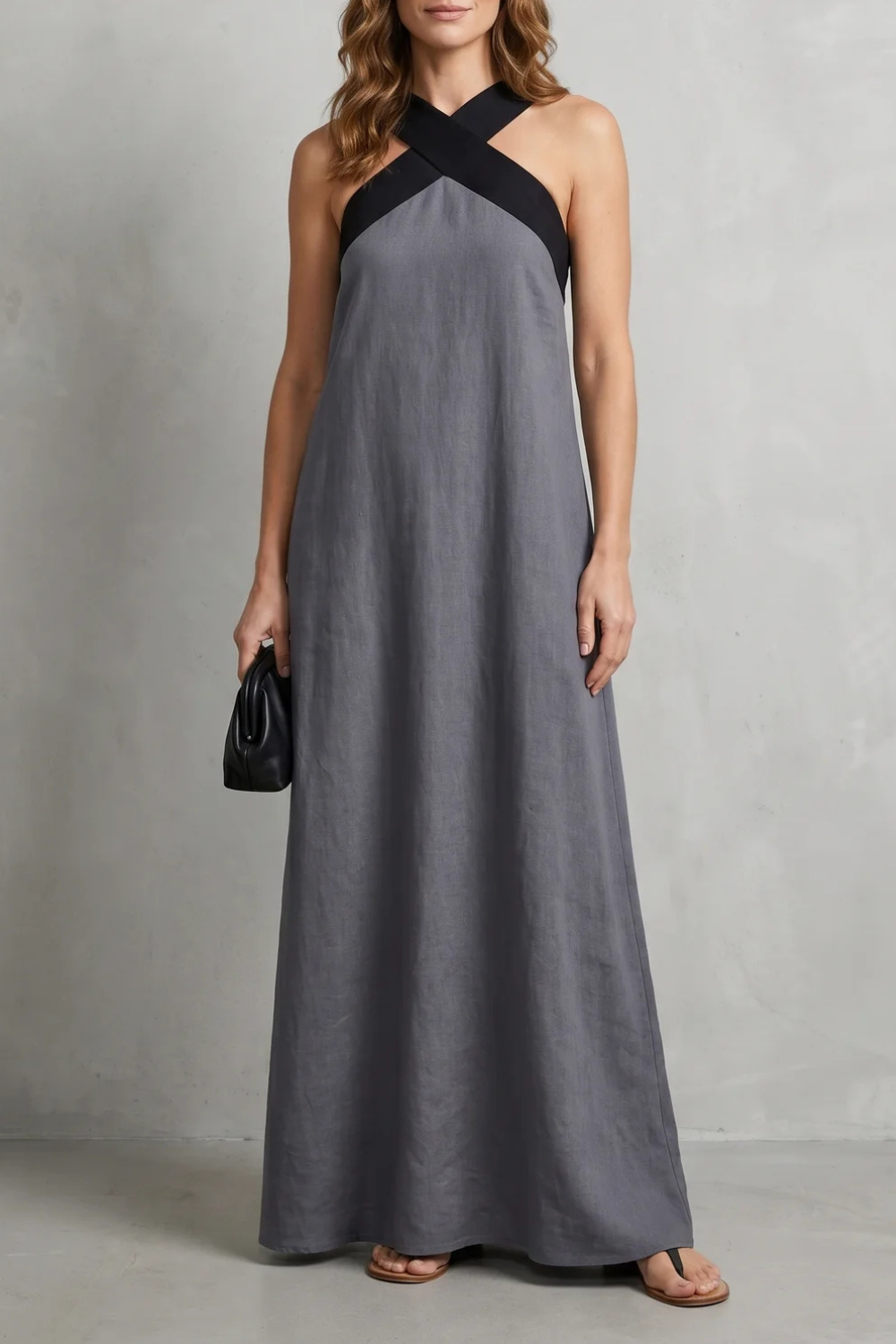 Seravelle – Cross-halter elegance – Maxi dress