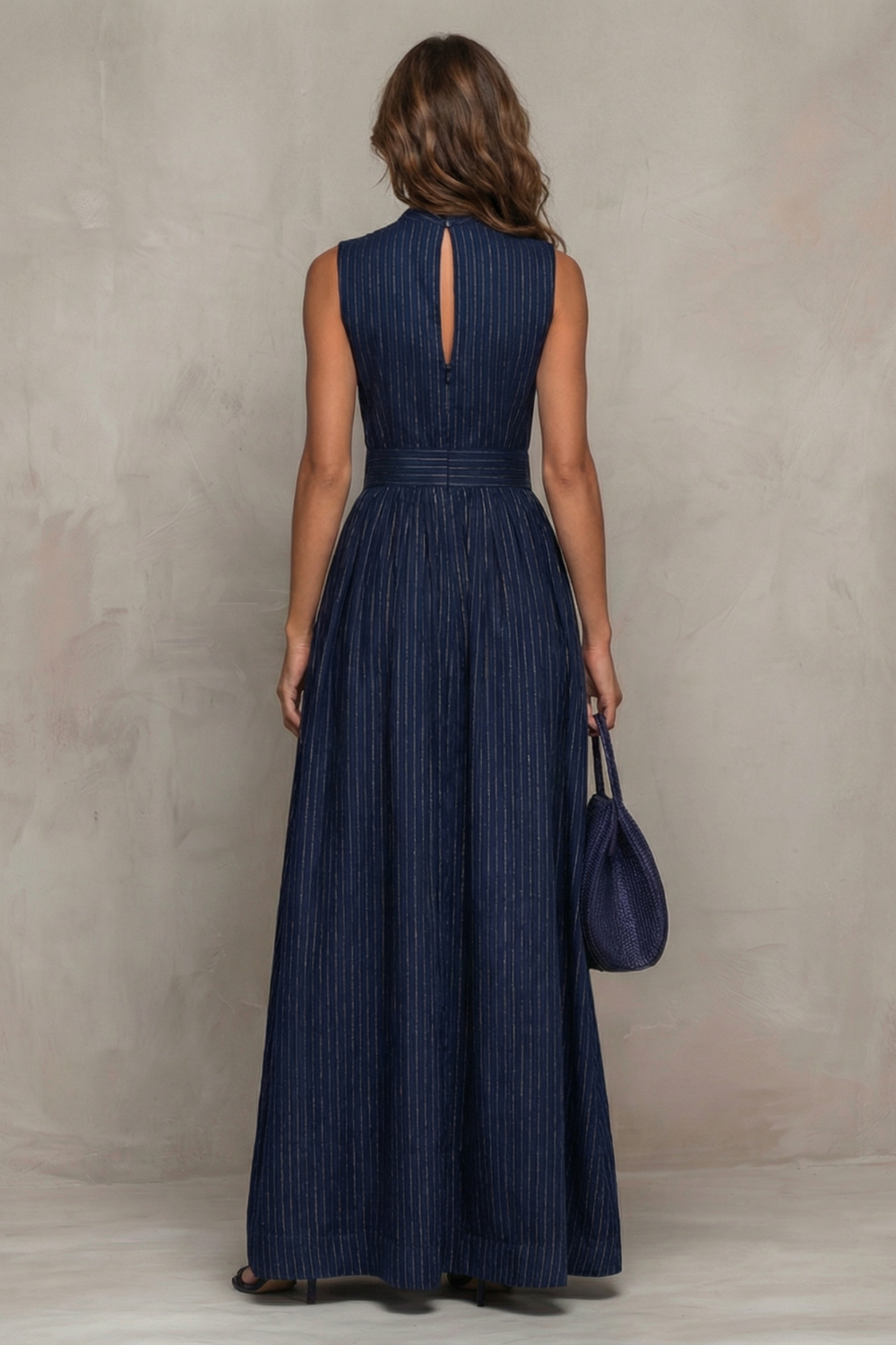 Seravelle – Striped elegant keyhole – Wide leg jumpsuit