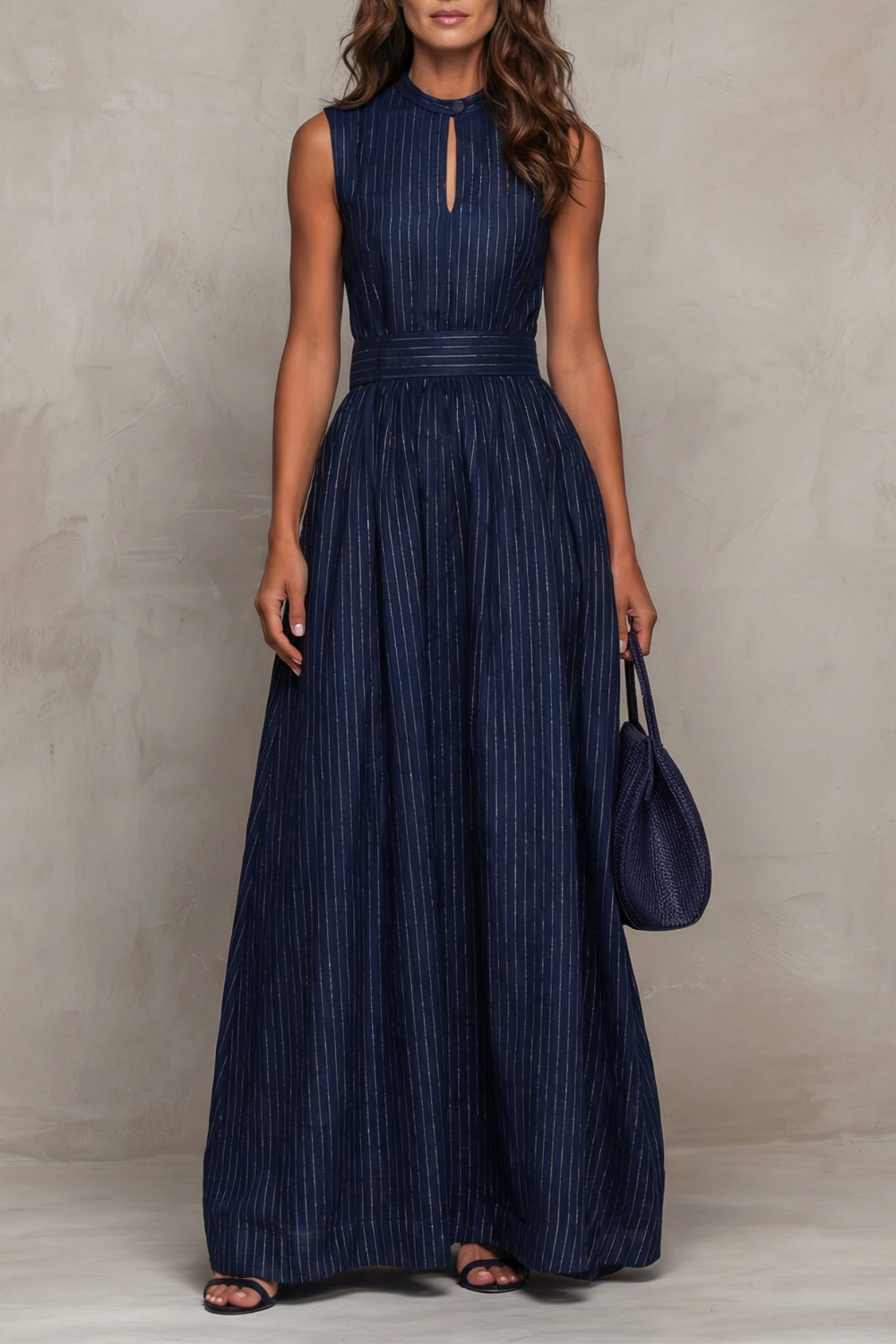 Seravelle – Striped elegant keyhole – Wide leg jumpsuit